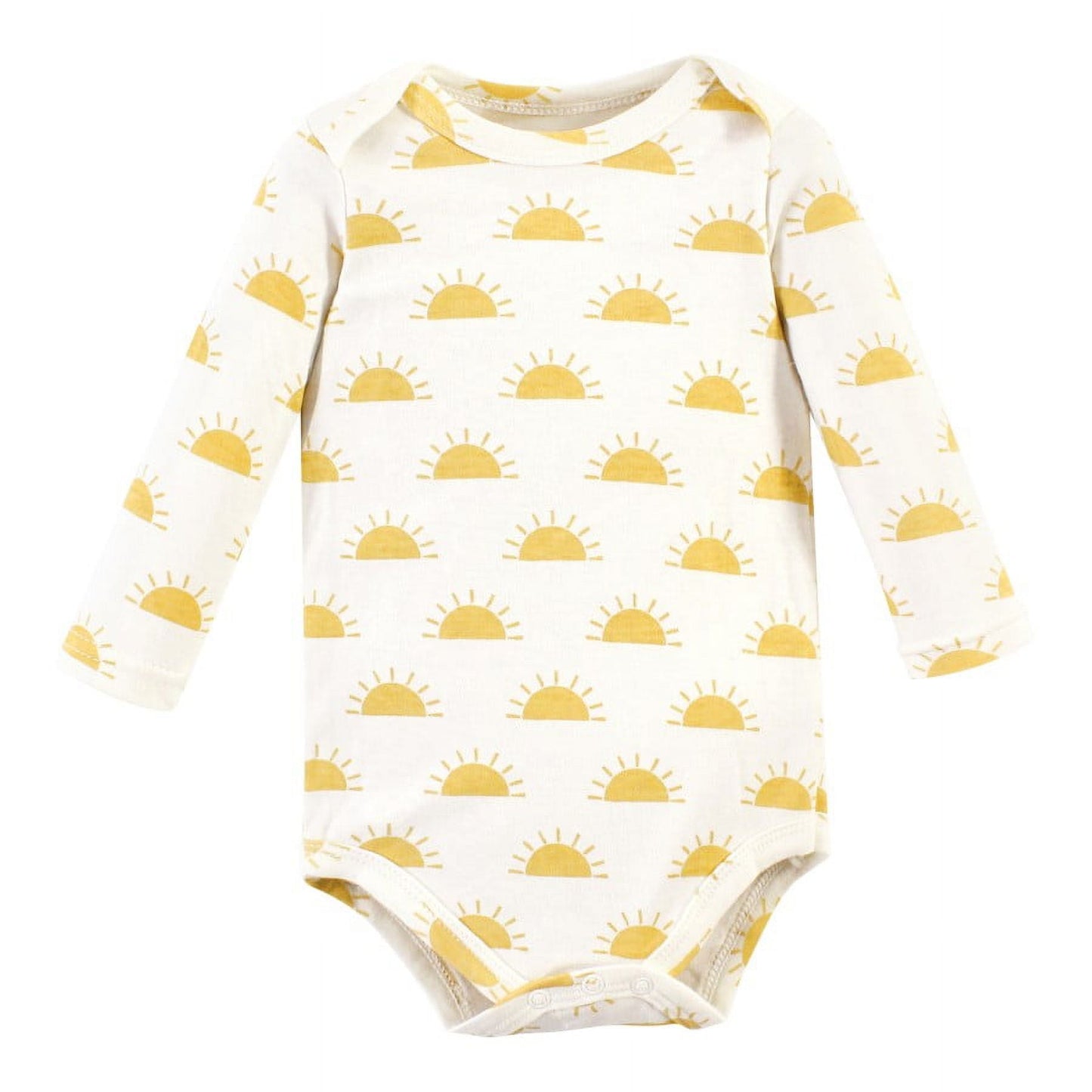 Hudson Baby Infant Girl Cotton Long-Sleeve Bodysuits, Sunshine Rainbows 5-Pack, 9-12 Months