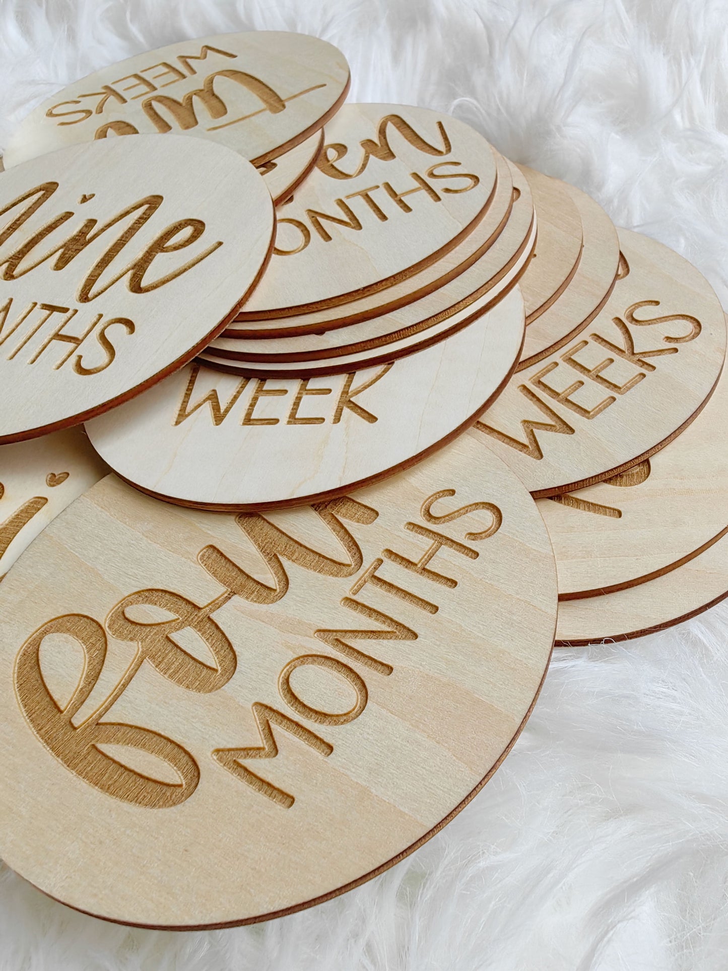 Monthly Baby Milestone Cards 16 Wooden Milestone Discs Includes Birth Announcement Sign Baby Shower/Gift Set, Baby Monthly Milestone Props Perfect for Newborn to Age 1 | Baby Shower/Gift Set