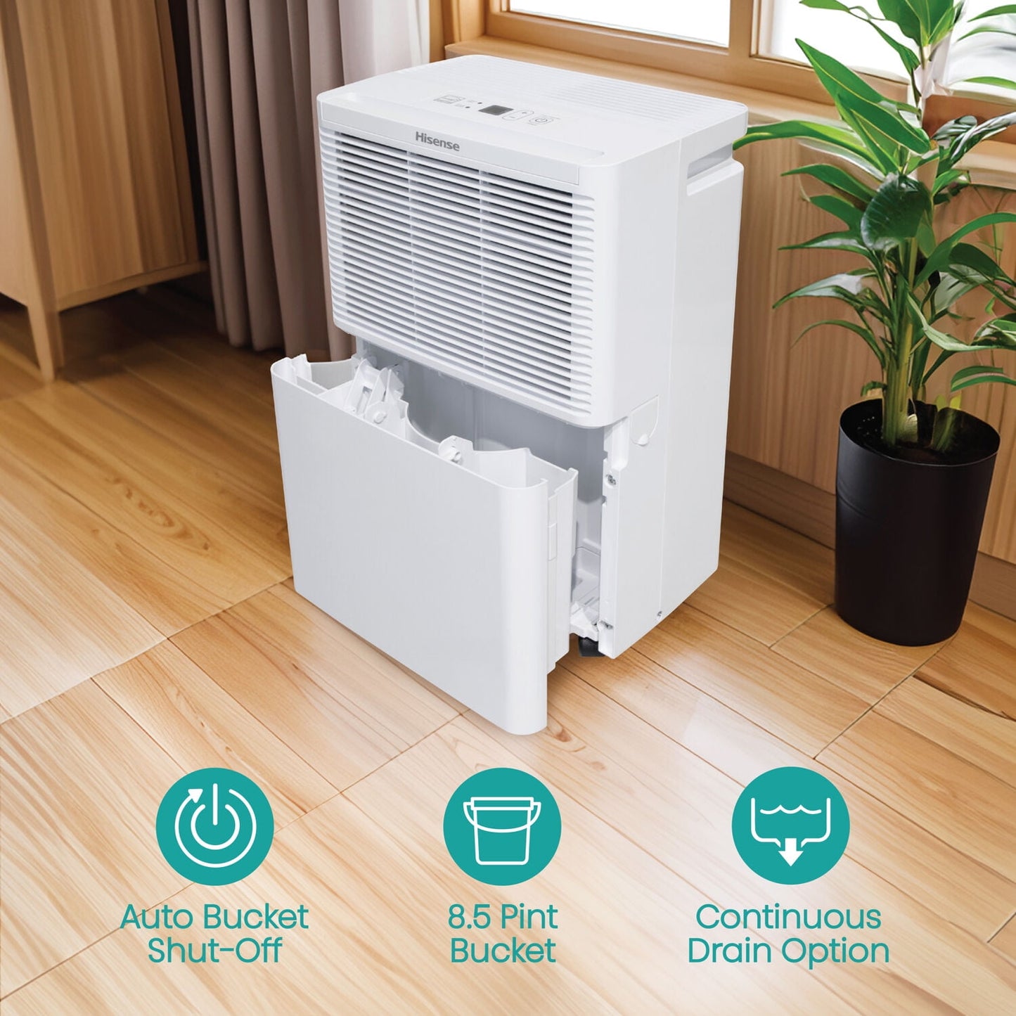 Hisense 25 pt 1500 sq ft Dehumidifier - Energy Efficient, Automatic Shut Off, Adjustable Humistat
