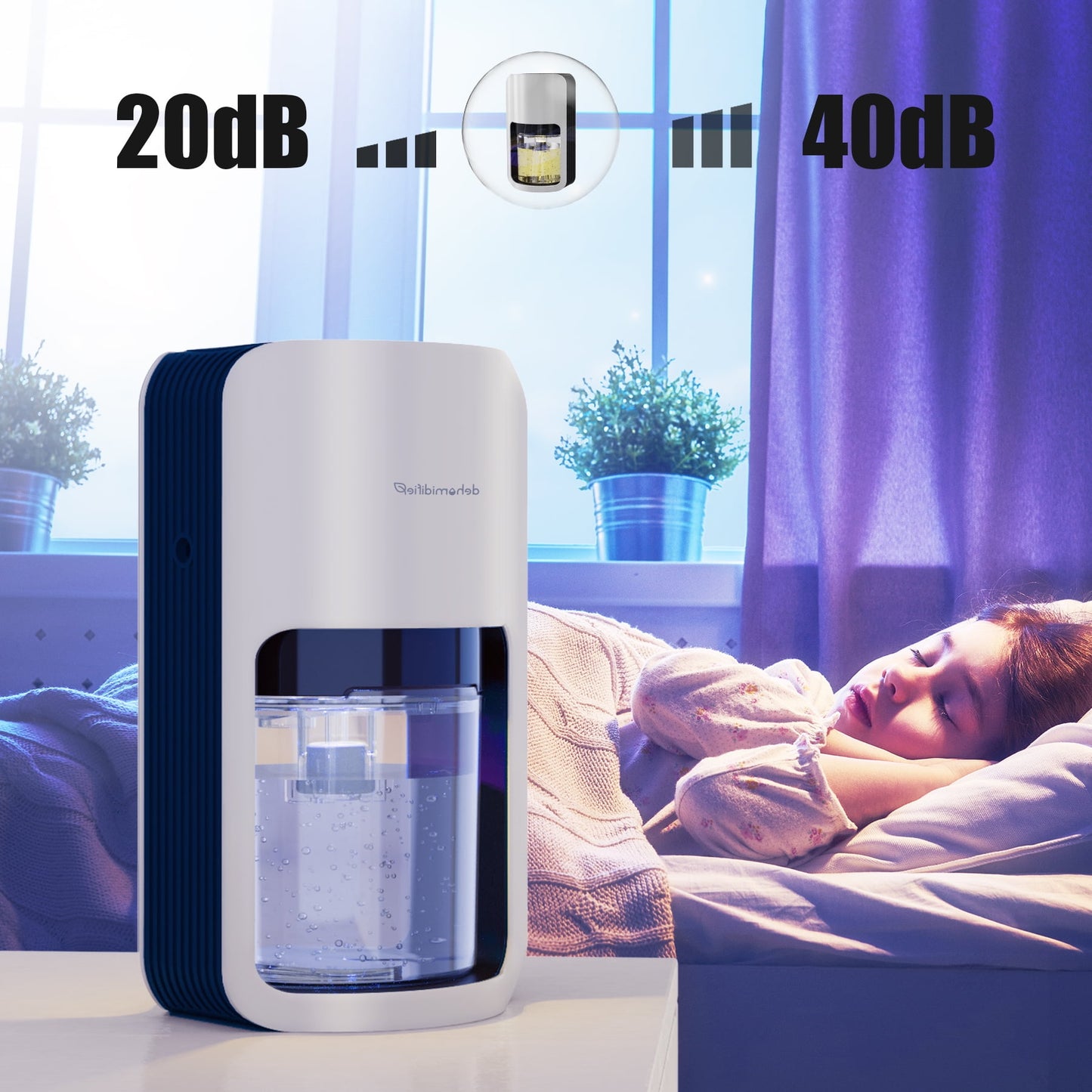 KLOUDIC 1200ml Ultra Quiet Dehumidifier with Automatic Defrosting for Home, 480 Sq ft