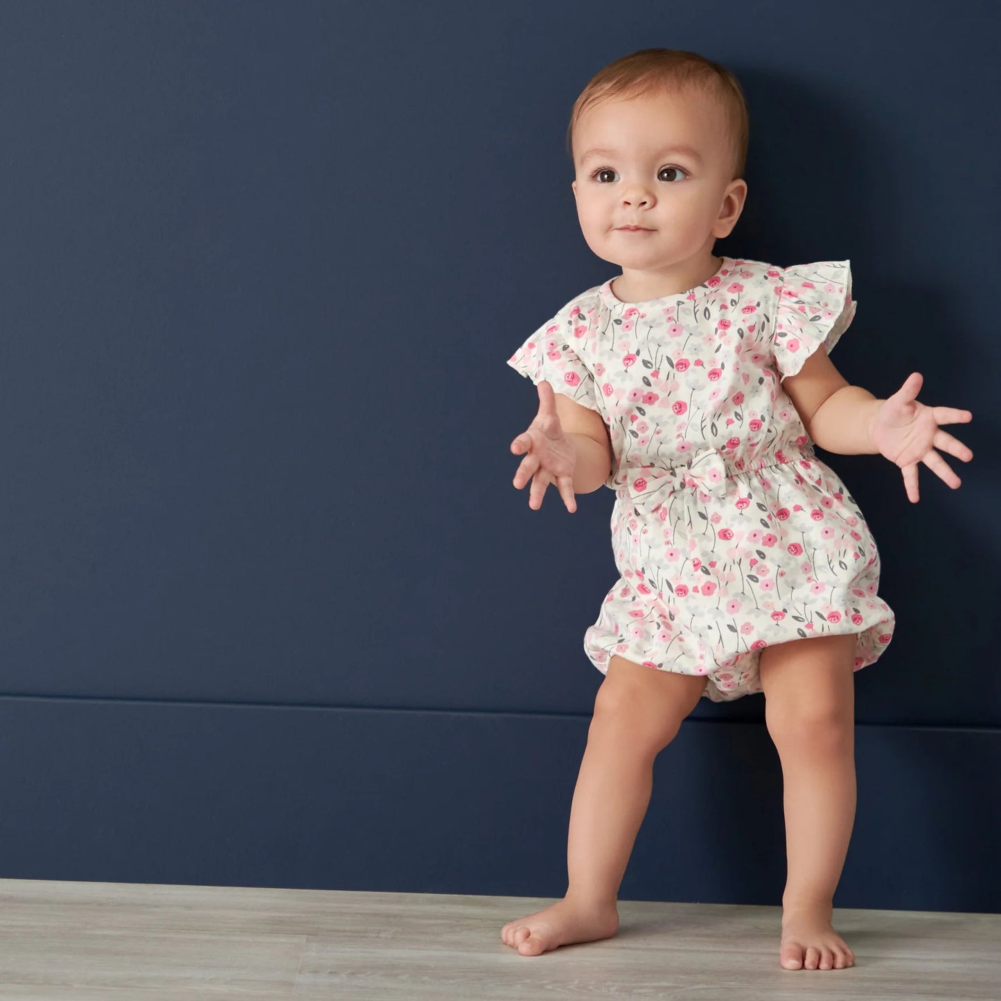 Gerber Onsies Newborn Baby Girls Floral Romper, Pink Flowers