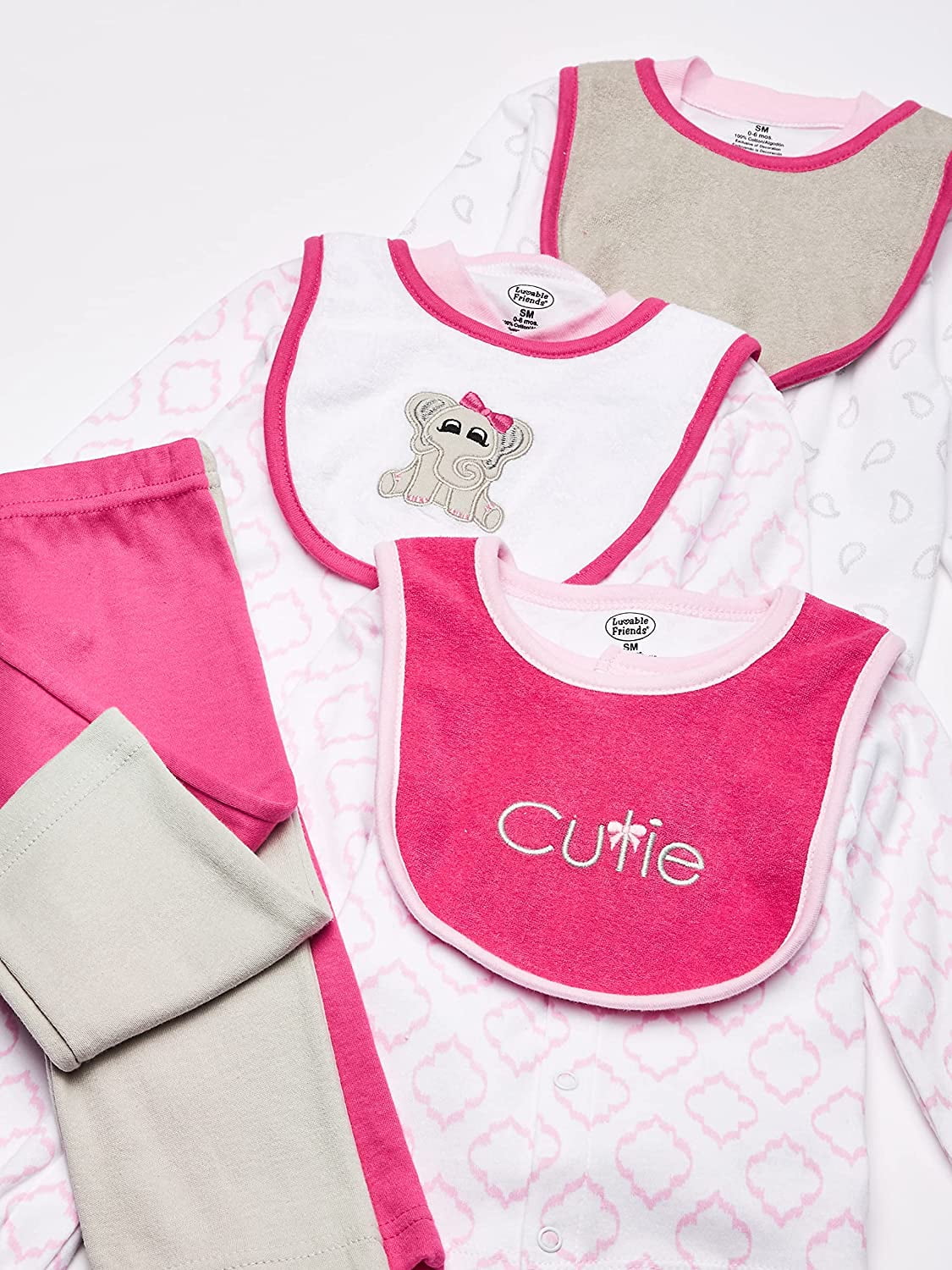 Luvable Friends Baby Girl Layette Gift Cube, Elephant, 0-6 Months