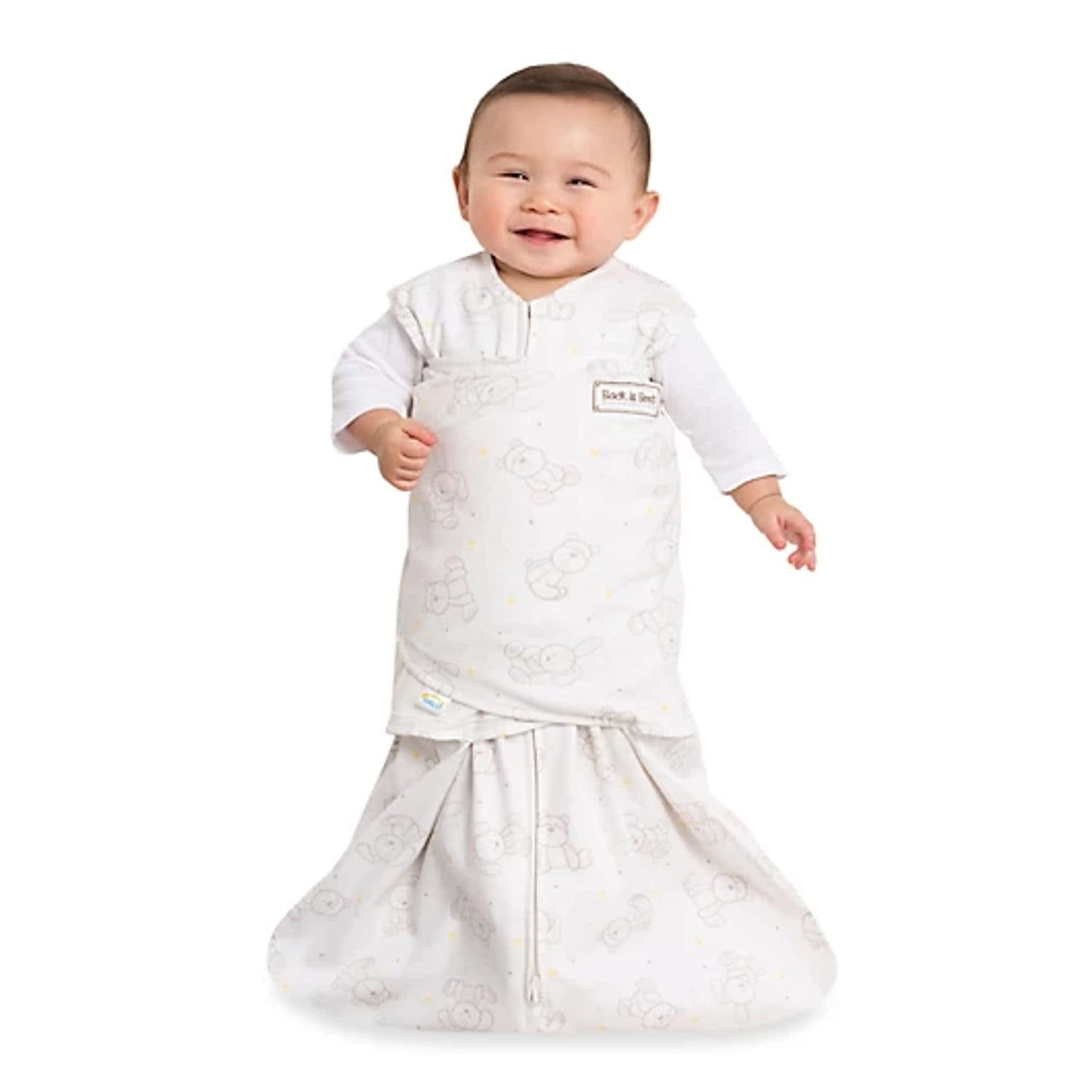 HALO SleepSack Newborn Floppy Friends Multi-Way Adjustable Cotton Swaddle in Cream