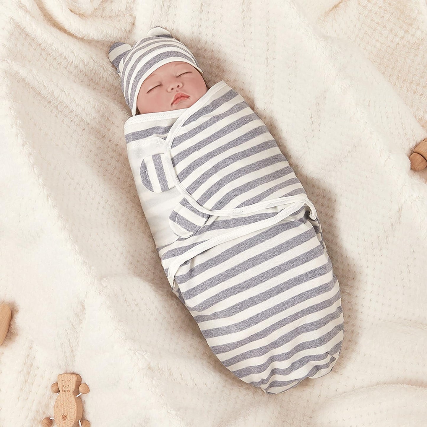 3-Pack Organic Baby Swaddle Sleep Sacks - Newborn Swaddle Sack - Ergonomic Baby Swaddles 0-3 Months (Grey)