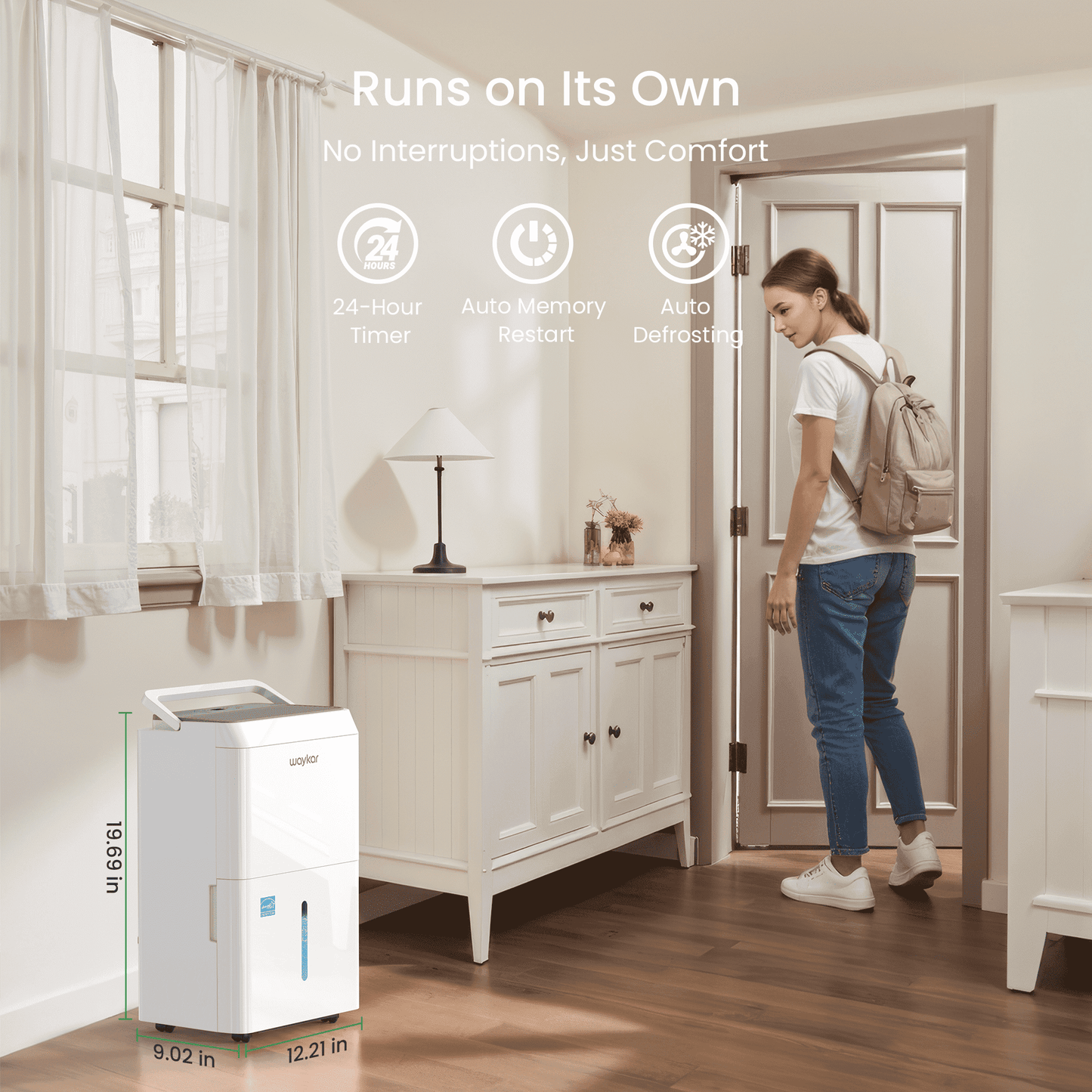 Sitvon 25 Pint Energy Star Dehumidifier for Home Basement Room energy efficient, Max 80 Pint, 4500 Sq. Ft - Auto Defrost, Ultra Quiet 40dB, Auto Comfort Mode, Dual Drain Option