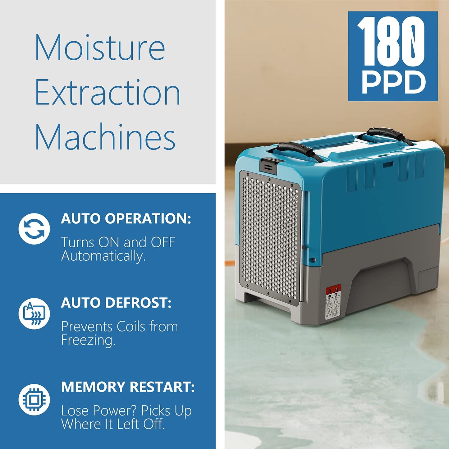 ALORAIR 180 Pints Commercial Dehumidifiers for Crawlspace and Basement Drying, Pump Drain