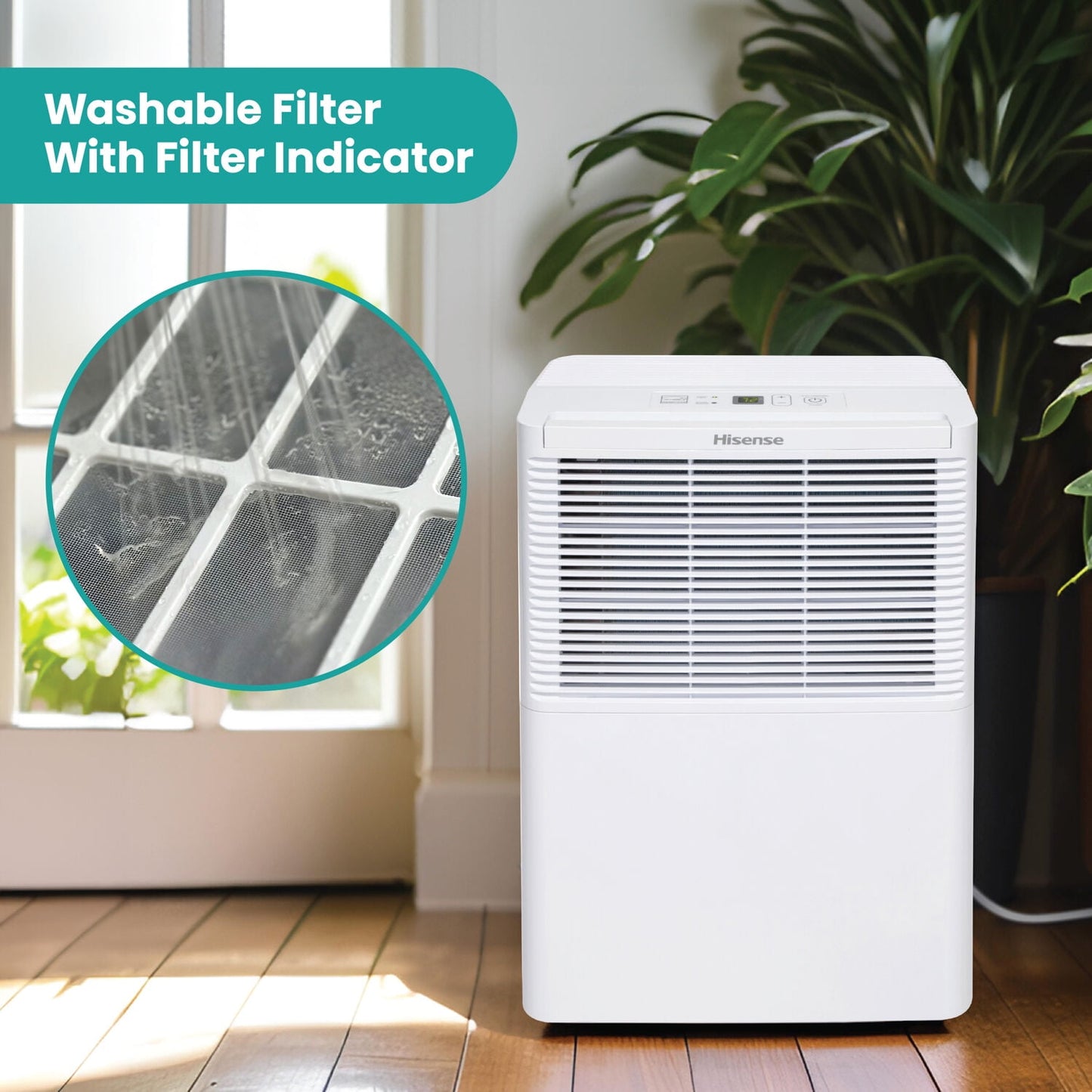 Hisense 25 pt 1500 sq ft Dehumidifier - Energy Efficient, Automatic Shut Off, Adjustable Humistat