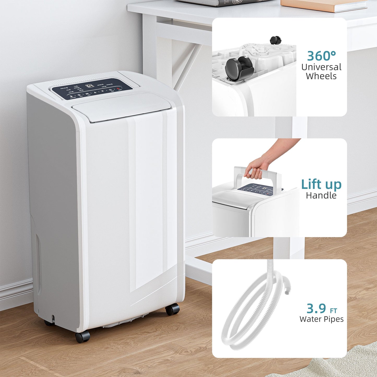 Rocyis 3600 Sq. ft 19 Pints (DOE) Dehumidifier for Home, with Auto Shut off, Drain Hose, Reusable Filter, 24H Timer, Auto Defrost, Child Lock, for Bedroom, Bathroom
