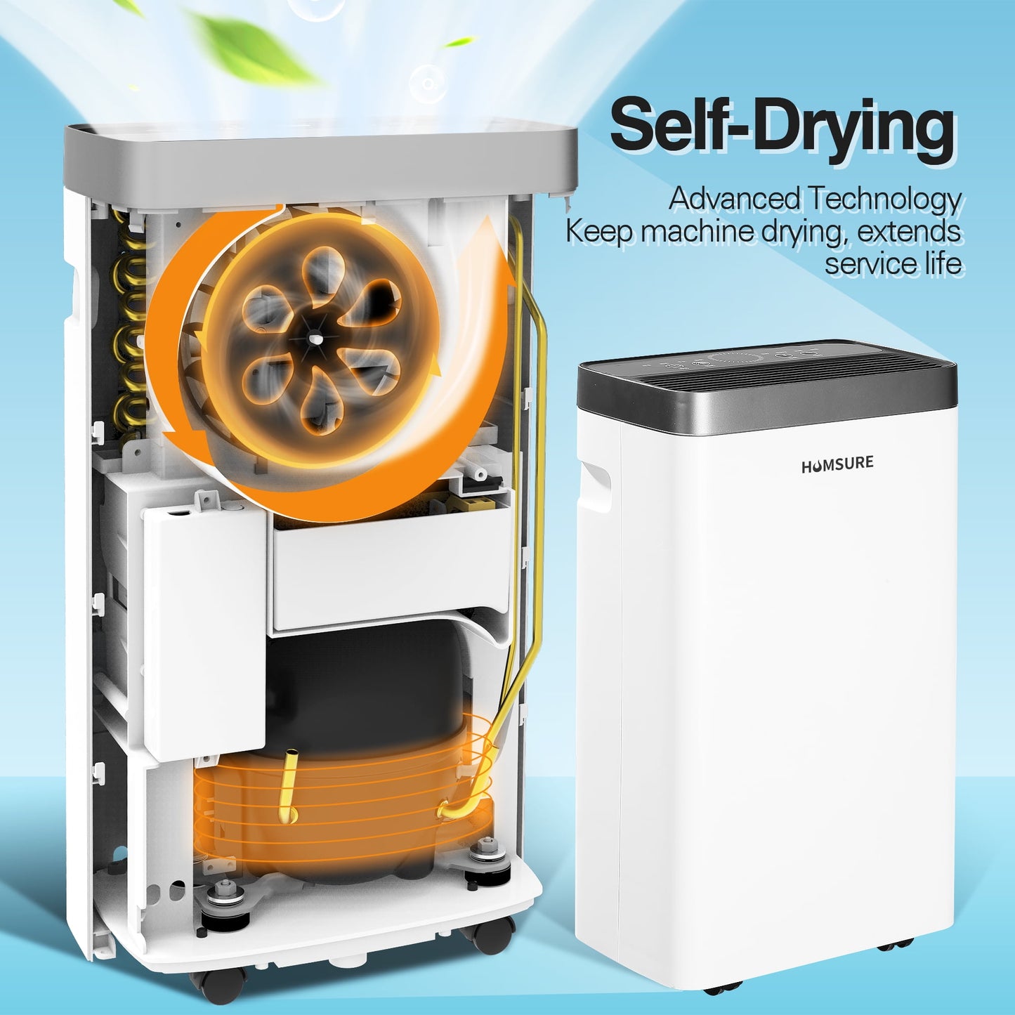 HUMSURE Dehumidifier (DOE Rating 8 pints/day) 30 Pints Max Protable Dehumidifier for Basement and Home with Drain Hose Spaces up to 1500 Sq. ft. 24-Hour Timer