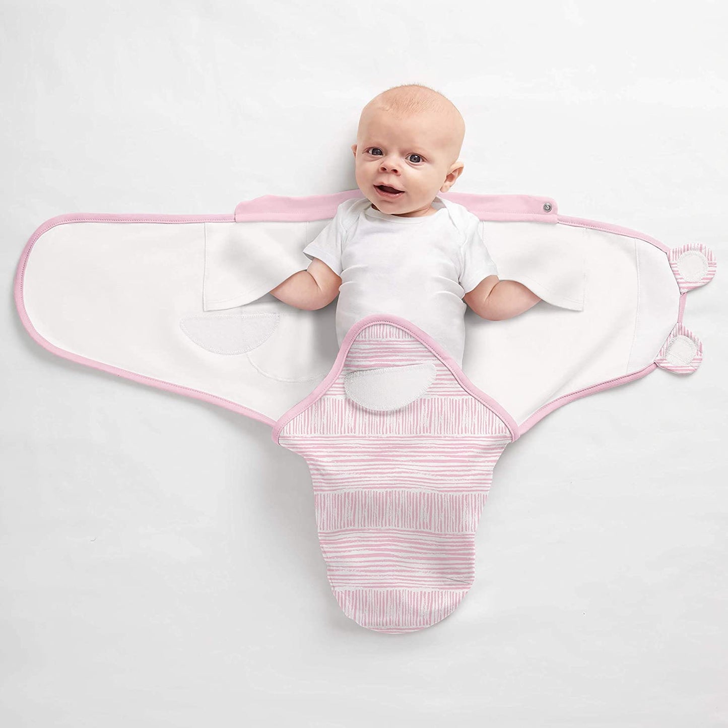 SwaddleMe Natural Position 2-in-1 Swaddle with Easy Change Zipper Size Small/Medium, 0-3 Months, 1-Pack (Sugar Stripes )