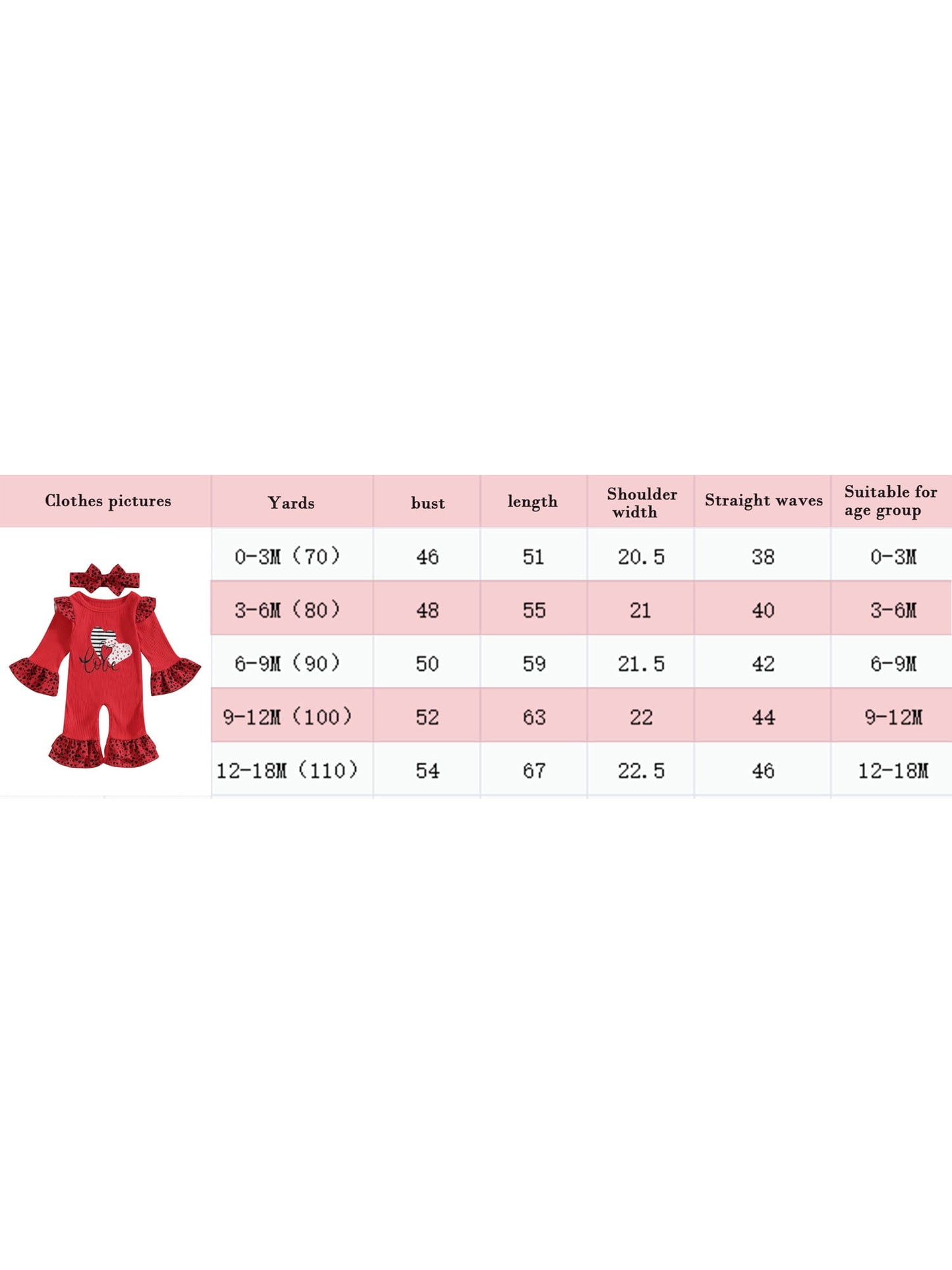 Suealasg Baby Girls Valentine’s Day Jumpsuit 3M 6M 9M 12M 18M Toddler Girls Spring One Piece Bodysuits Infant Girls Long Sleeve Round Neck Heart Print Romper Headband