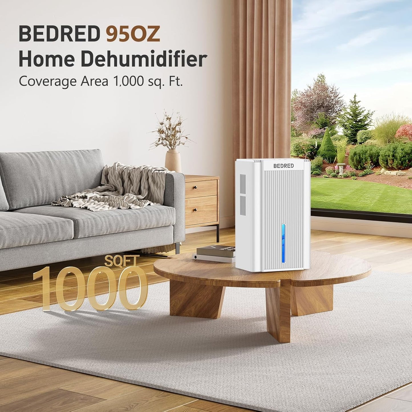 Dehumidifier, suitable for a 1000-square-foot home - quiet, automatic off, 7-color comfortable ambient light