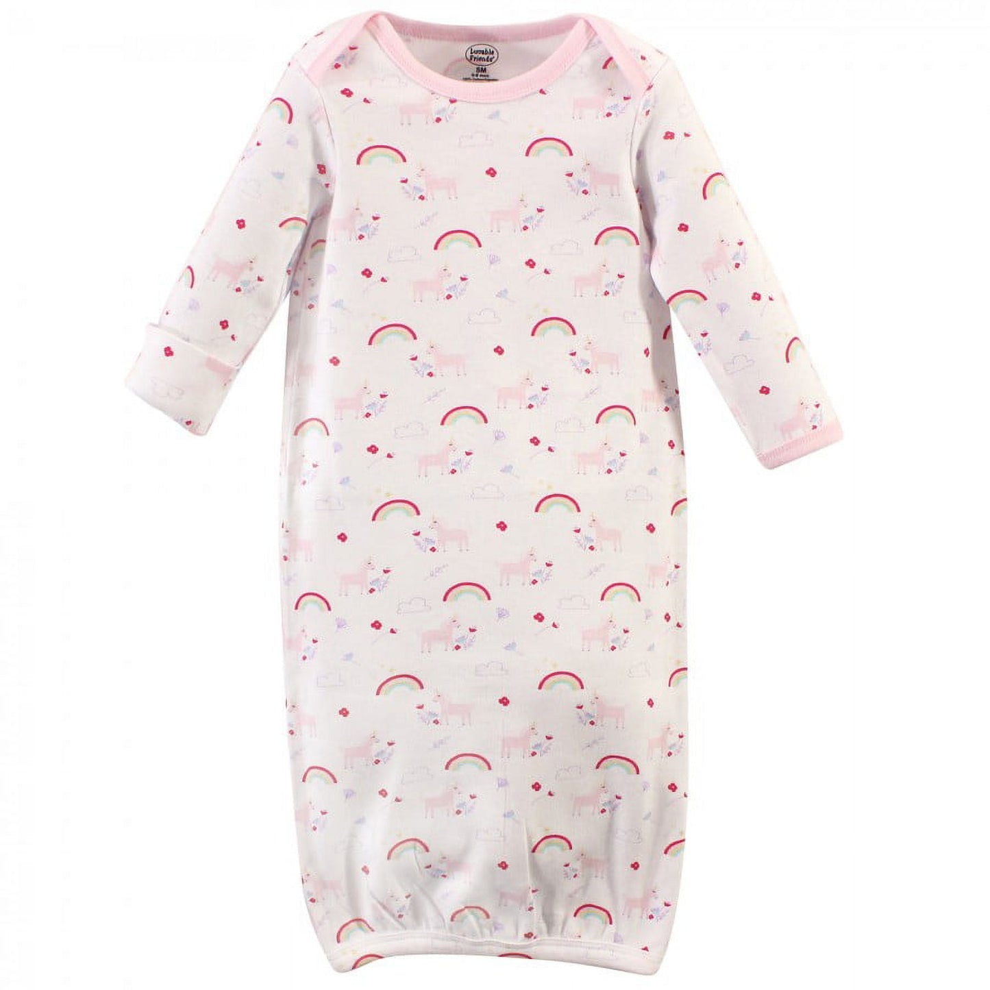 Luvable Friends Infant Girl Cotton Gowns, Unicorn, Preemie/Newborn, 3-Piece