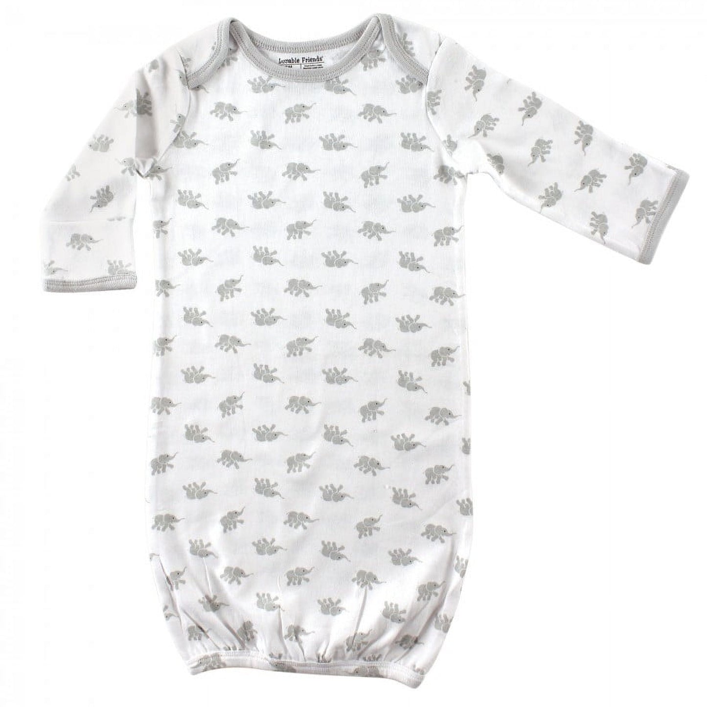 Luvable Friends Unisex Baby Cotton Gowns, Elephant, Preemie/Newborn