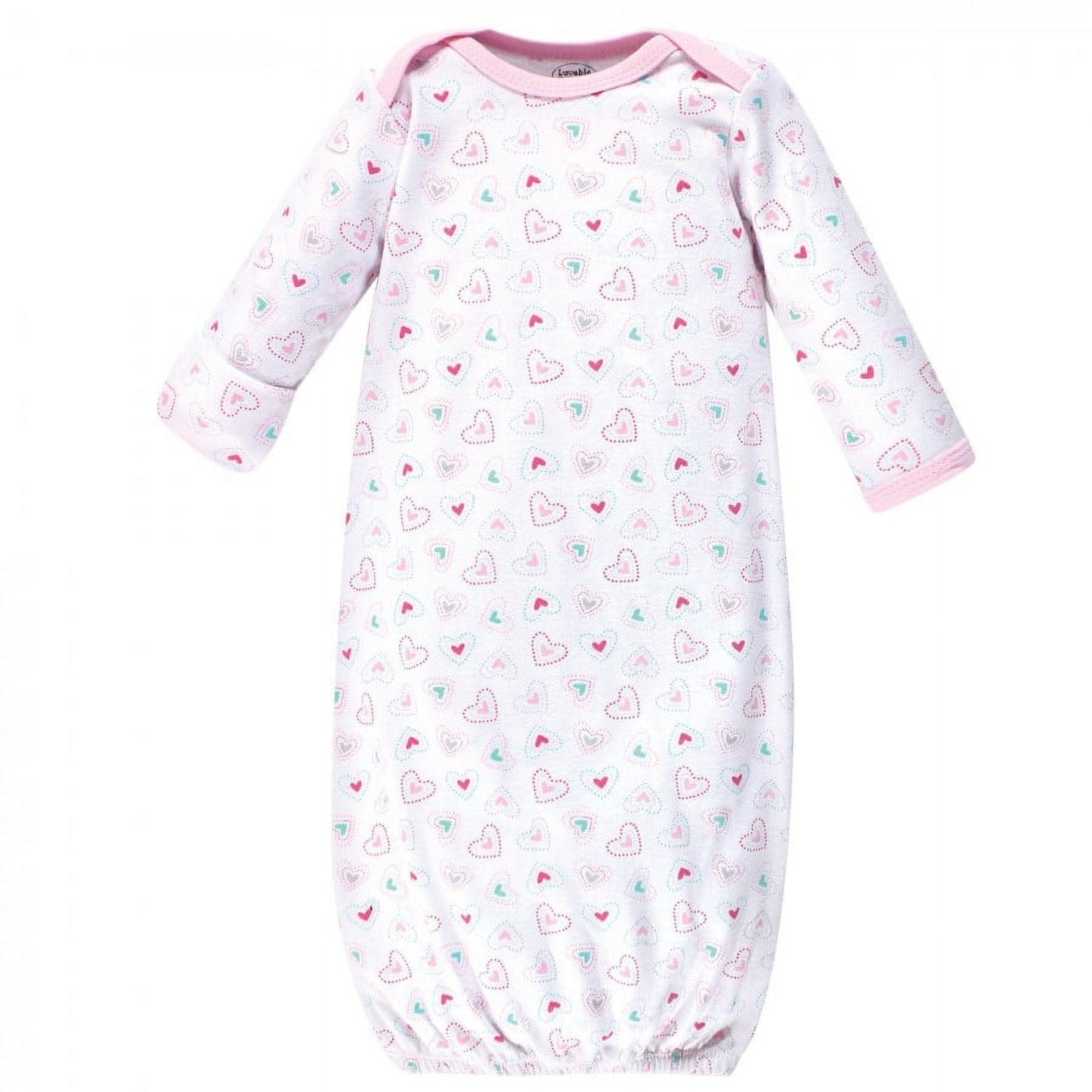 Luvable Friends Girl Cotton Gowns, Girl Elephant Hearts, Preemie/Newborn