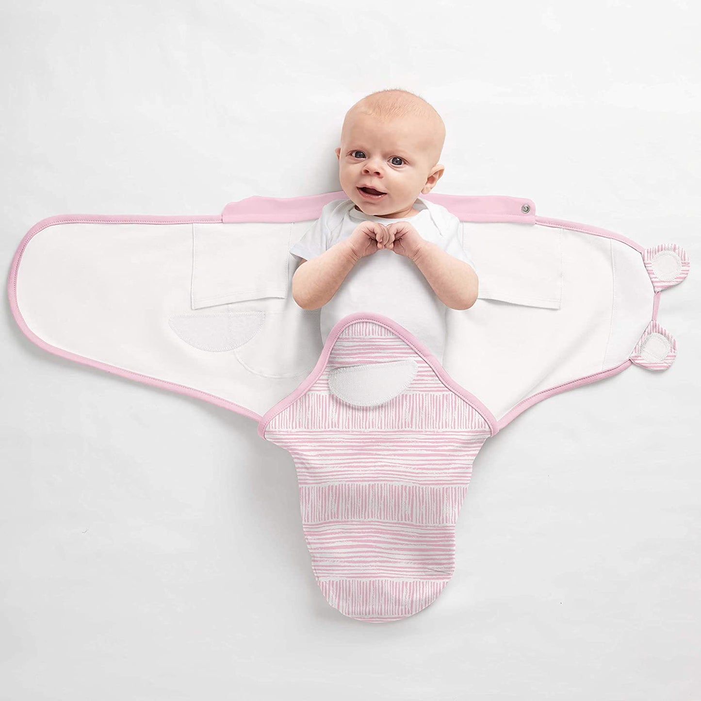 SwaddleMe Natural Position 2-in-1 Swaddle with Easy Change Zipper Size Small/Medium, 0-3 Months, 1-Pack (Sugar Stripes )