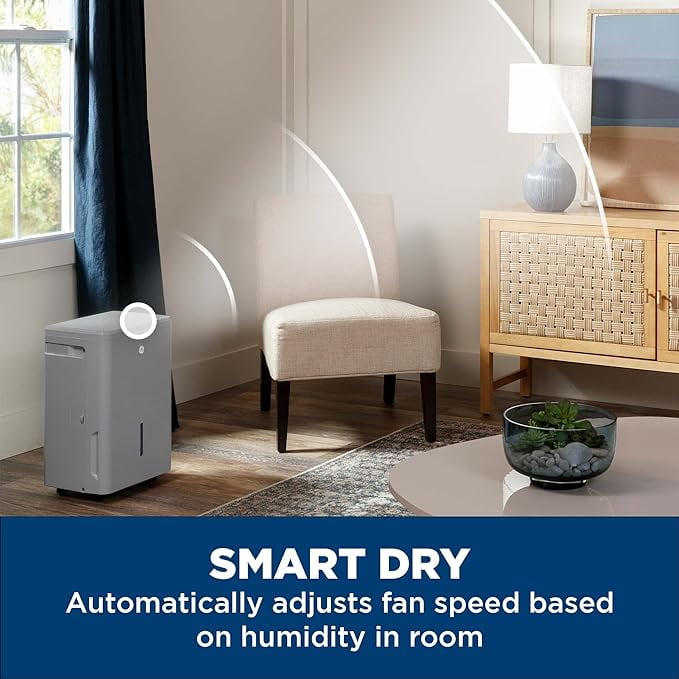 GE 50 pt. Dehumidifier for Wet Rooms up to 1500 sq. ft. with Built-in Pump in Grey, ENERGY STAR