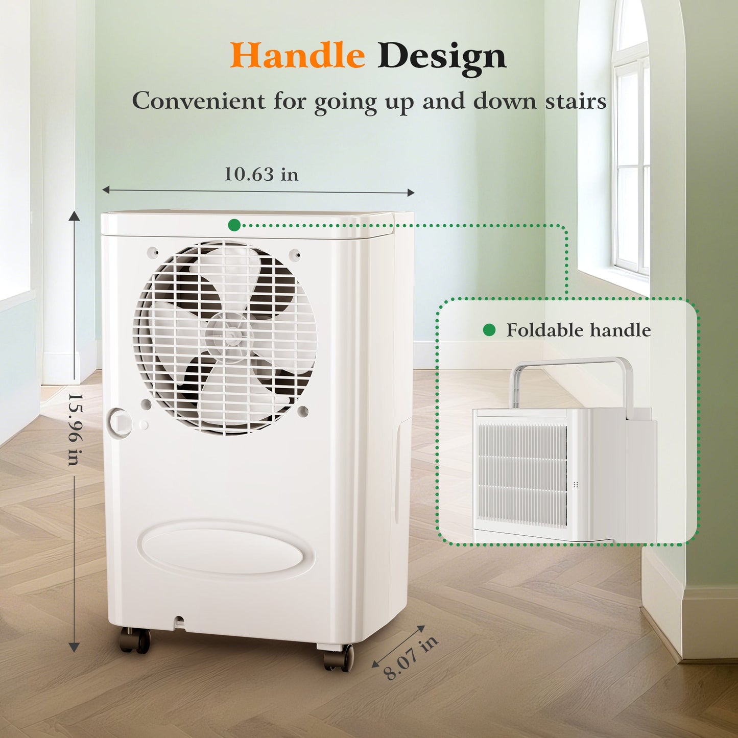 MF Studio 8 Pints Dehumidifier for 2500 Sq. Ft Home Basement with Drain Hose, 0.58 Gal Water Tank, Overflow Protection, Auto Defrost & Drain, White