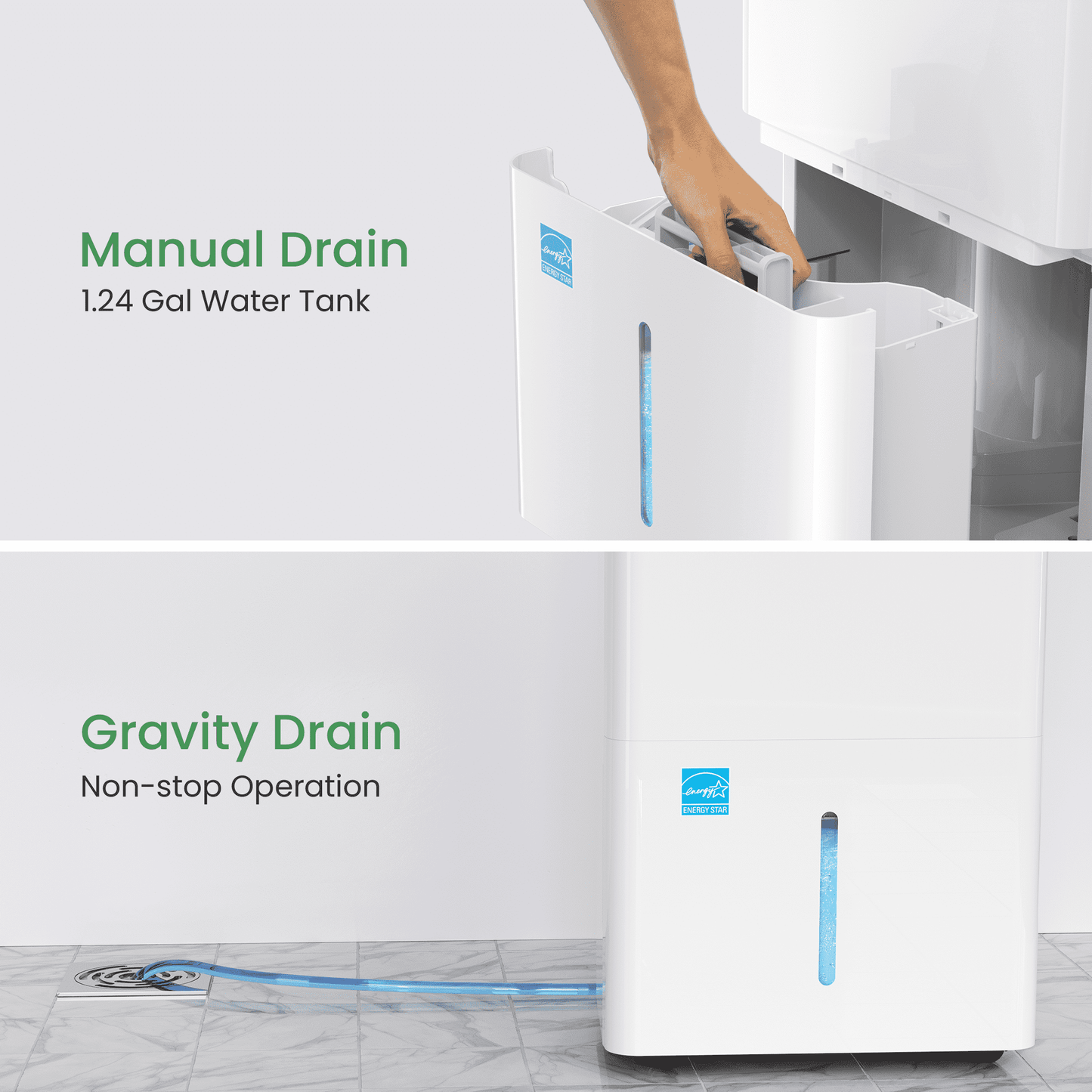 Sitvon 25 Pint Energy Star Dehumidifier for Home Basement Room energy efficient, Max 80 Pint, 4500 Sq. Ft - Auto Defrost, Ultra Quiet 40dB, Auto Comfort Mode, Dual Drain Option