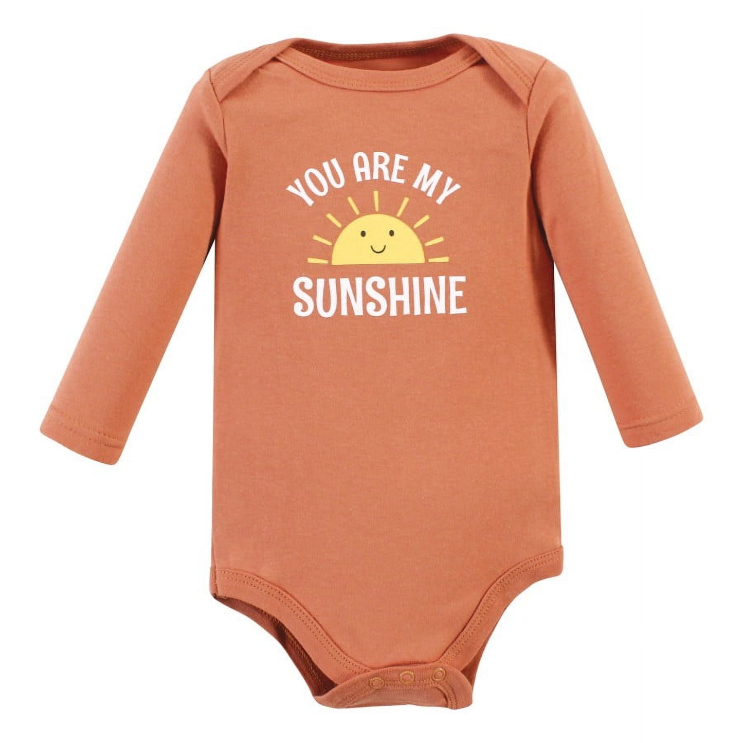 Hudson Baby Infant Girl Cotton Long-Sleeve Bodysuits, Sunshine Rainbows 5-Pack, 9-12 Months