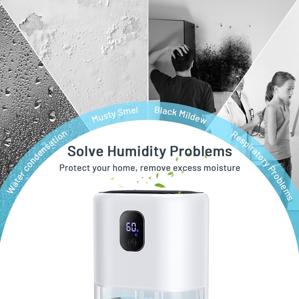 Bitiwend 35 OZ Portable Dehumidifier, Auto Defrost, Ultra Quiet for Home Large Room Bathroom Garage,Auto Power Off,LED Indicator,Xmas Gifts-White