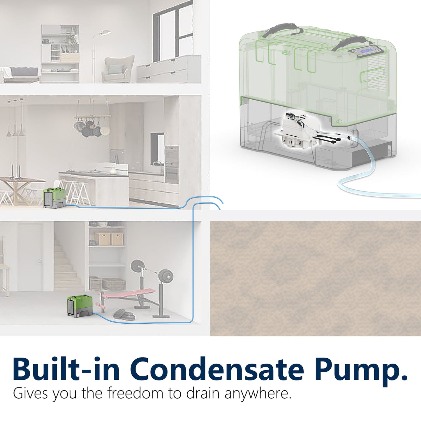 ALORAIR 180 Pints LGR Commercial Dehumidifiers for Water Damage Restoration,Pump Drain, Auto Shut Off with Pump, 5 Years Warranty, Compact,