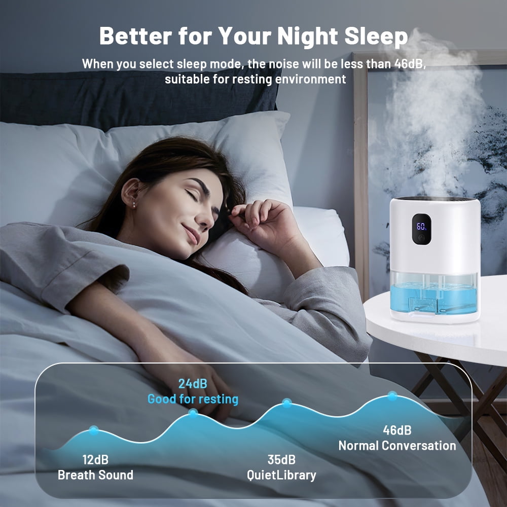 Bitiwend 35 OZ Portable Dehumidifier, Auto Defrost, Ultra Quiet for Home Large Room Bathroom Garage,Auto Power Off,LED Indicator,Xmas Gifts-White