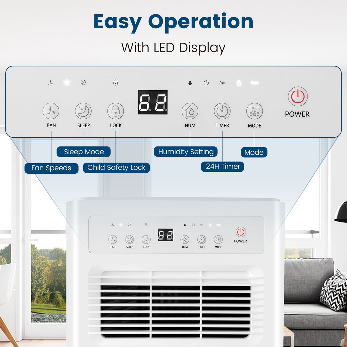 Costway 32 pt 2500 sq ft Dehumidifier in Yellow - Portable