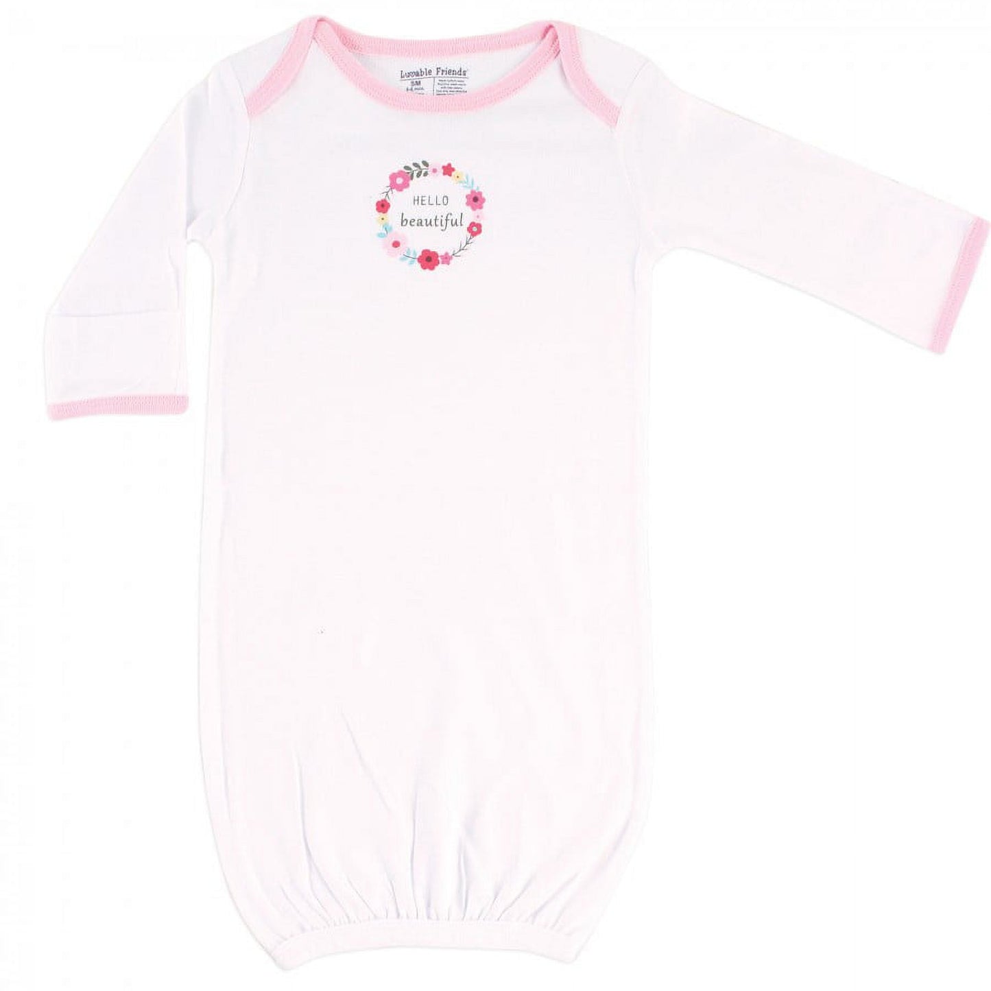Luvable Friends Infant Girl Cotton Gowns, Pink Floral, Preemie/Newborn, 3-Piece