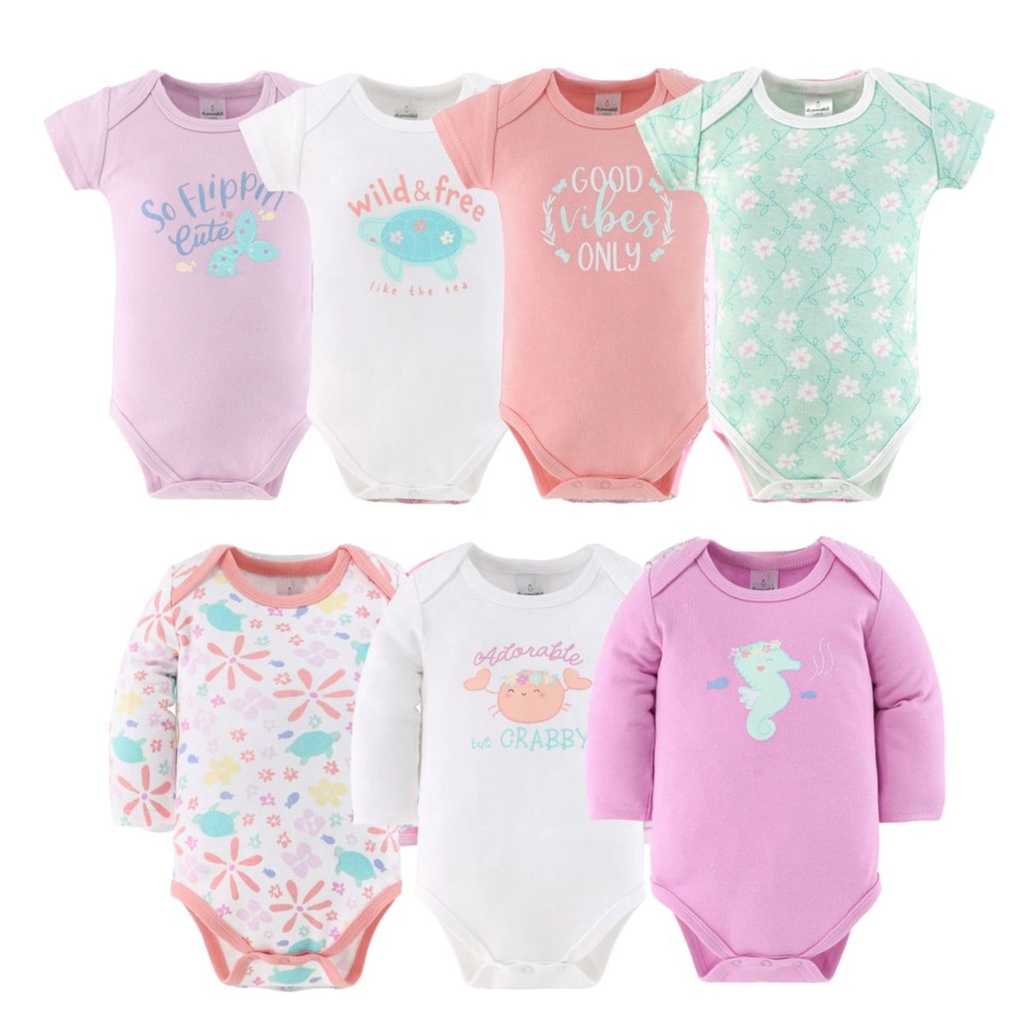 The Peanutshell Newborn Baby Girls Layette Gift Set, Ocean Flower, 0-3 Months, 23-Piece