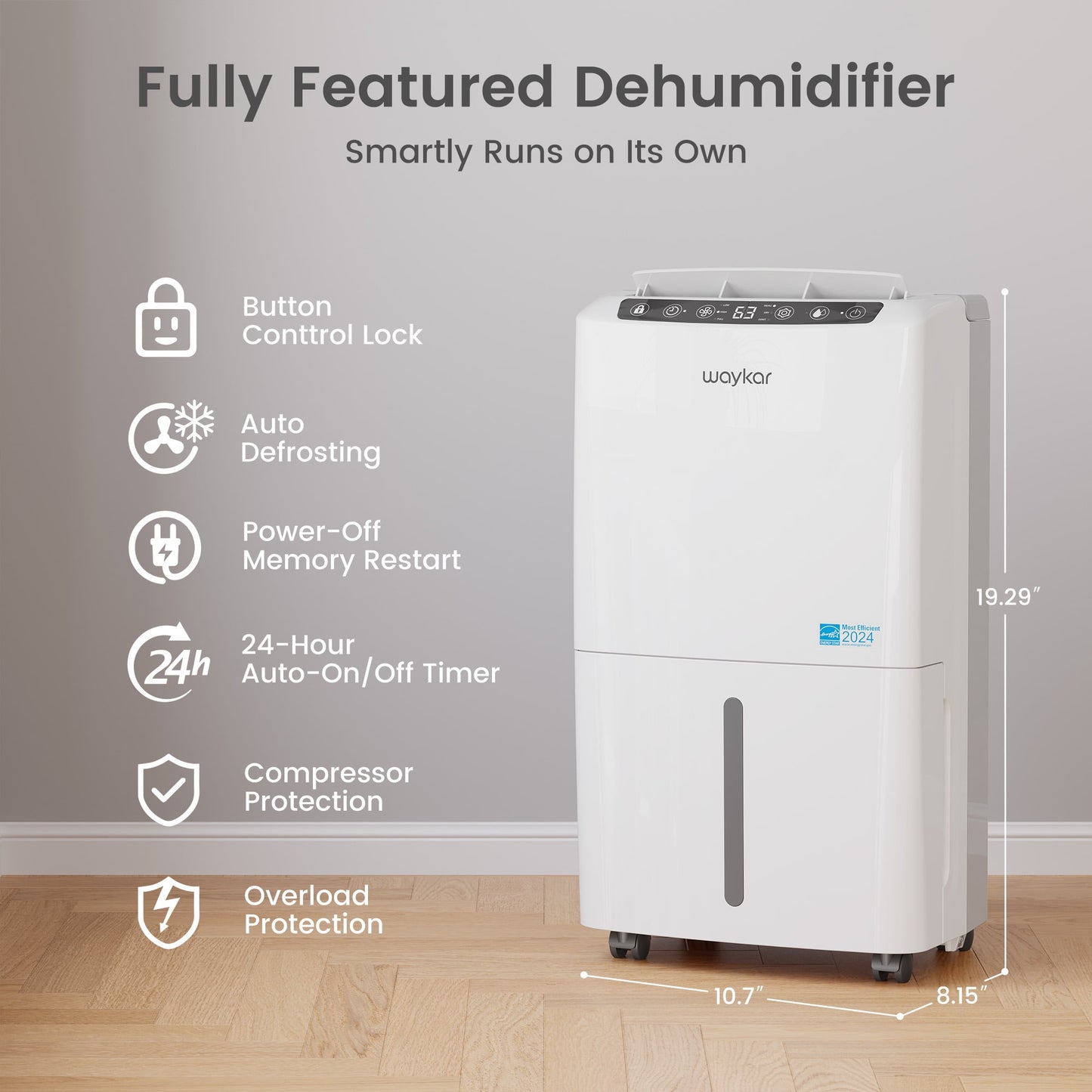Sitvon 10 Pint Energy Star Dehumidifier for Room, Basement, 2,000 Sq. Ft, Quiet, Humidity Control, Timer, Drain Hose