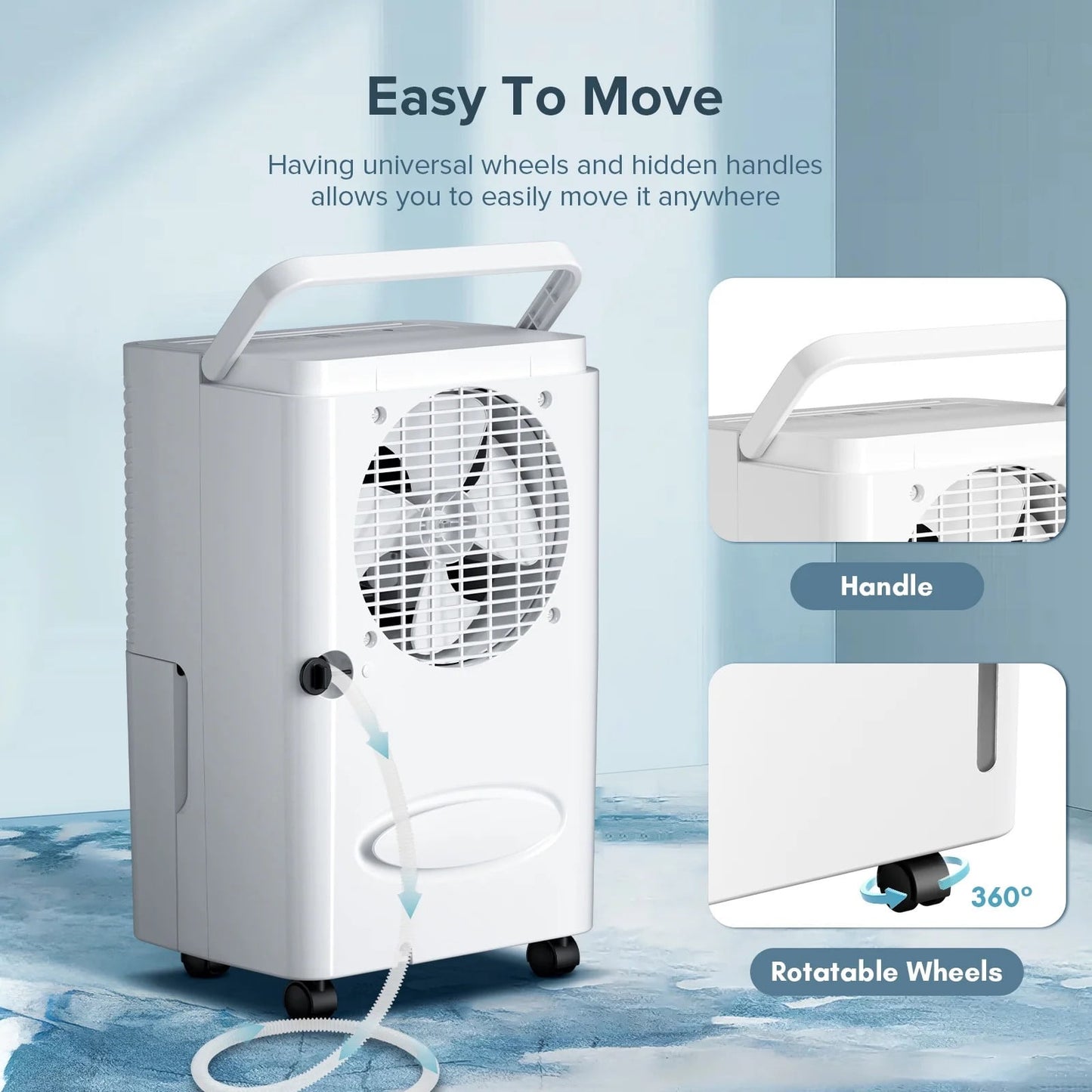 KISSAIR 8 Pints(DOE) Dehumidifier, Max 1000 Sq. Ft Coverage Area with 0.55 gal Water Tank, 24H Timer, Auto Defrost & Drain, Portable Dehumidifier, Basement, Bathroom, Laundry Room