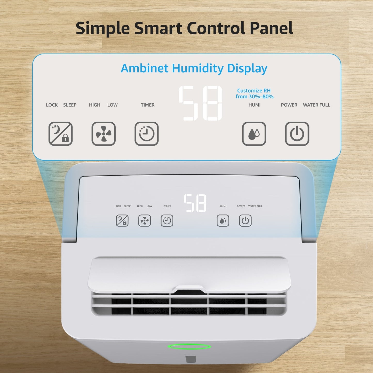 KNKA 19 Pints Dehumidifier for Home with Drain Hose, 1300Sq.Ft., Smart Humidity Control, LCD Display