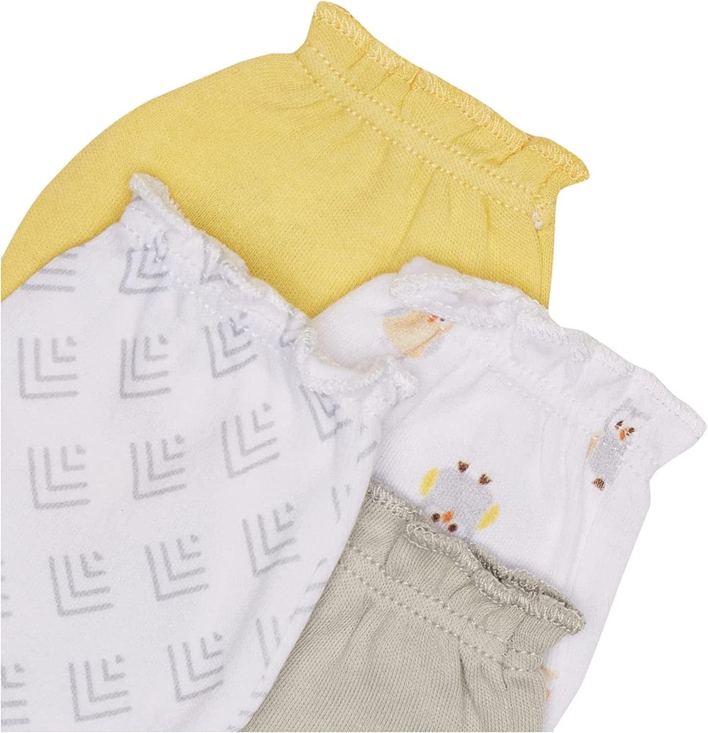Luvable Friends Baby Unisex 100% Cotton Scratch Mittens Gift Set, Owl, One Size, 4pc