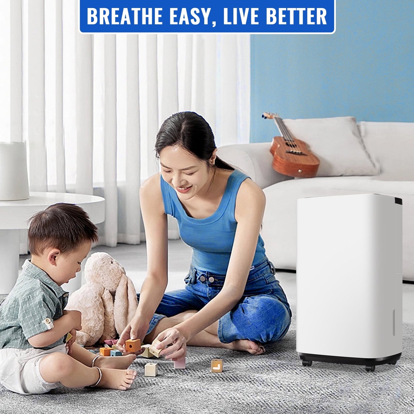Dehumidifiers 50 Pints Max for 4500 Sq ft for Basements Home with Drain Hose, 24Timer, New