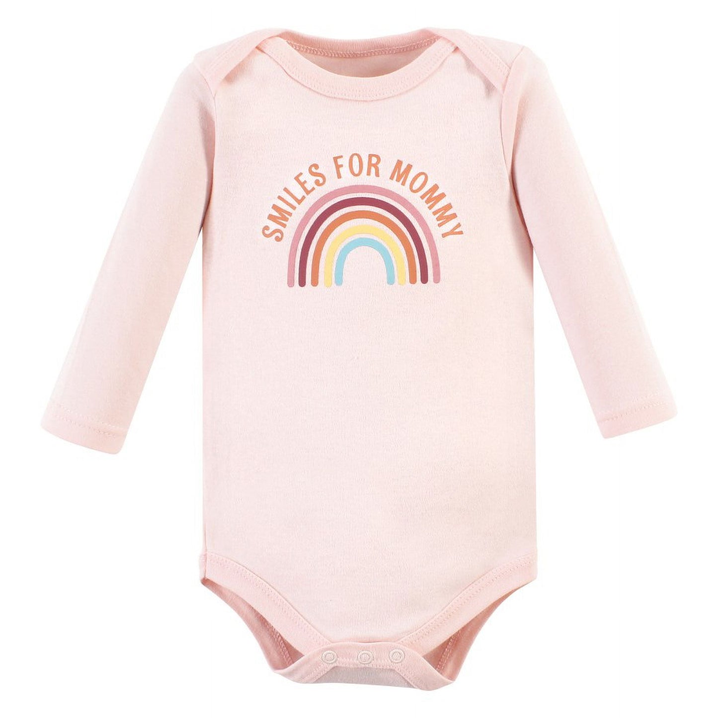 Hudson Baby Infant Girl Cotton Long-Sleeve Bodysuits, Sunshine Rainbows 5-Pack, 9-12 Months