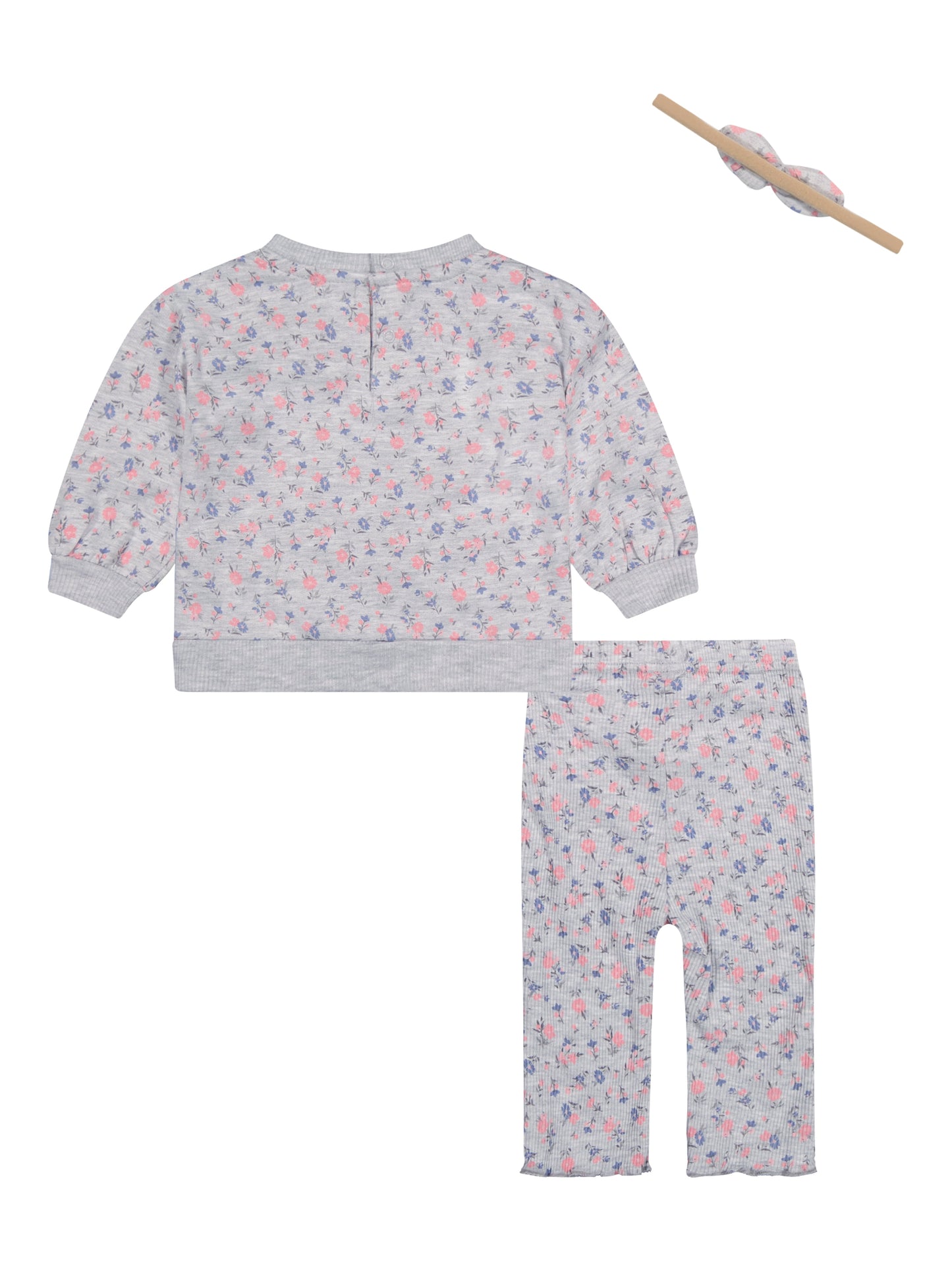 Kensie Baby Girl 3 Piece Fleece Rib Pant Set, Sizes 0-9 Months