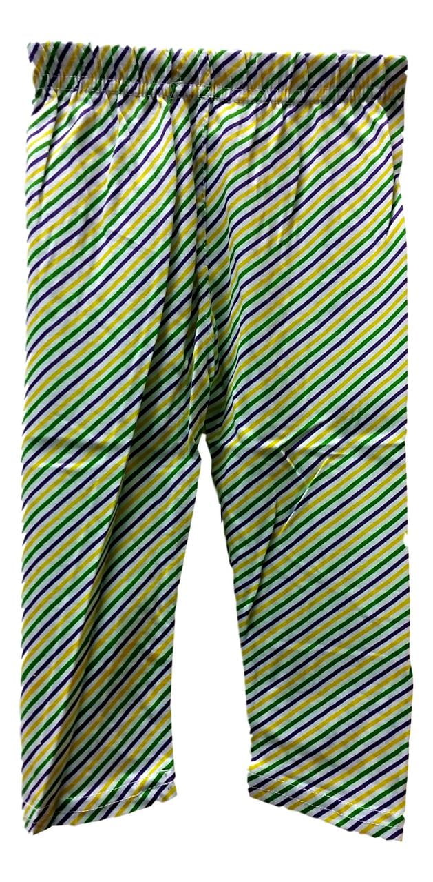 Mardi Gras Leggings 18 - 24 Mth Striped Purple Green Yellow White Soft Knit
