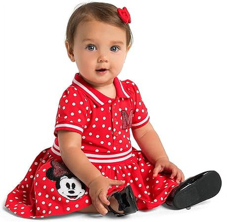 Disney Minnie Mouse Red Polka Dot Dress for Baby Size 0-3 Months Multi