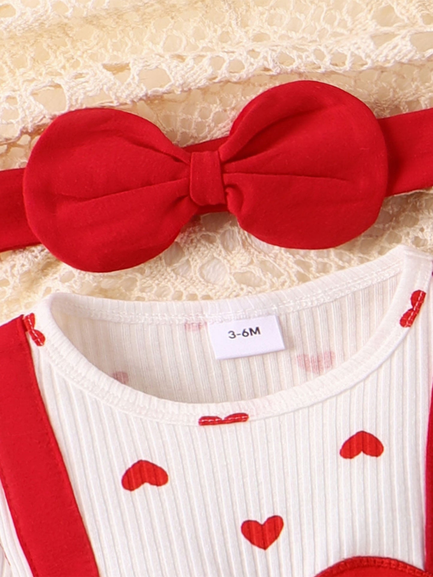 Bslissey 3M 6M 9M 12M 18M Baby Girls Valentine's Day Romper Dress Heart Letter Print Ruffles Long Sleeve Patchwork Jumpsuit with Headband for Newborn Infant Clothes