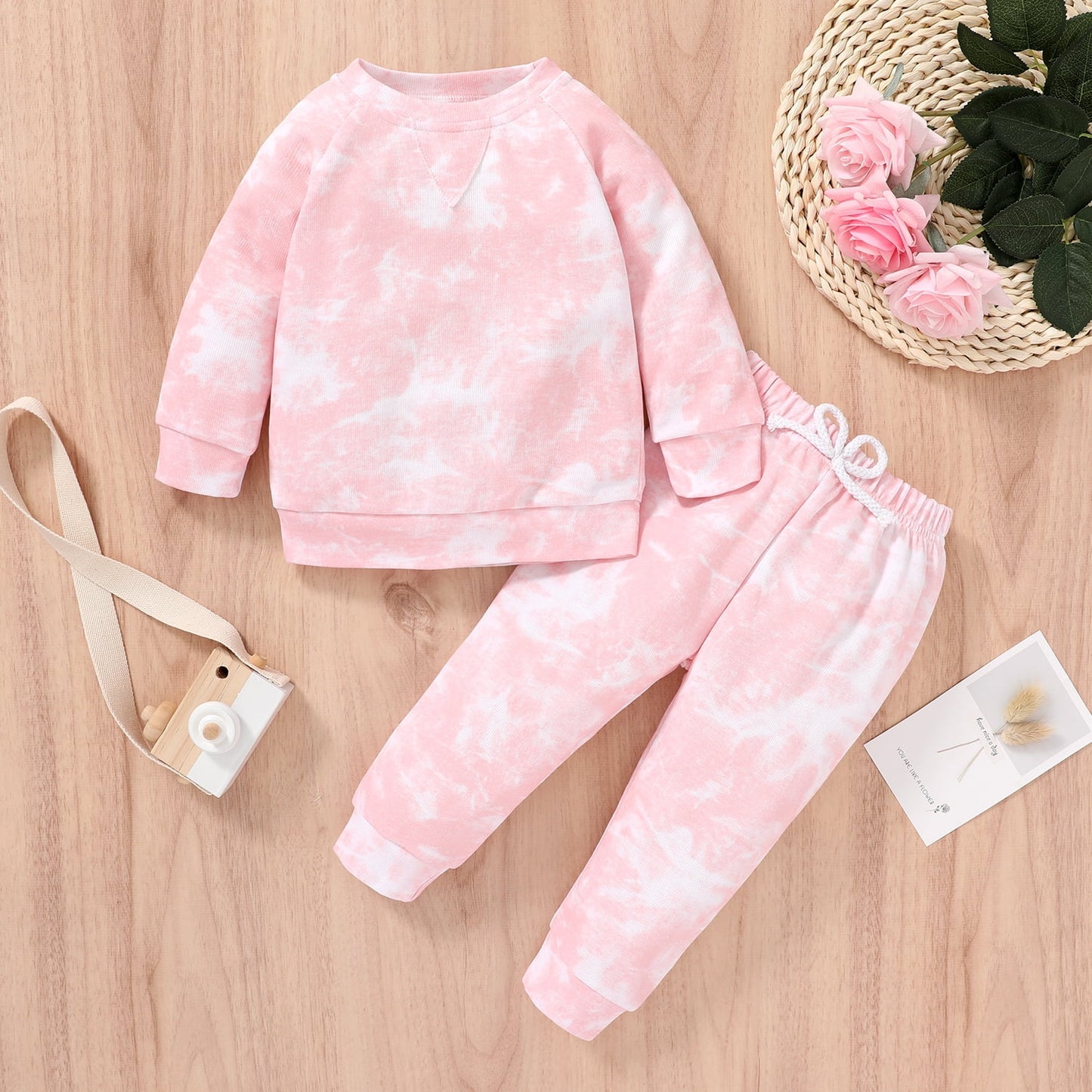 Younger Tree Toddler Baby Girl Sweatshirt Set Kid Fall Long Sleeve Tie Dye Clothes Outfits,Size 12 Months-5T