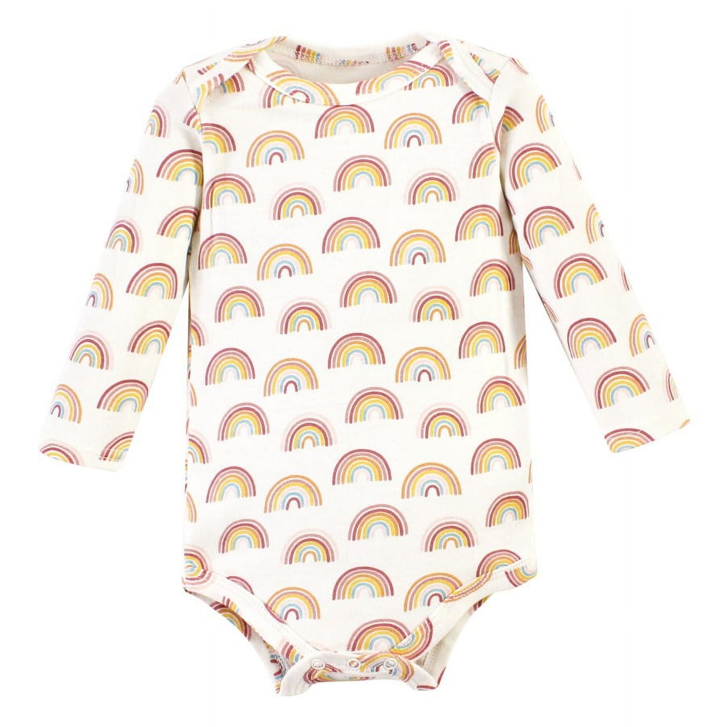 Hudson Baby Infant Girl Cotton Long-Sleeve Bodysuits, Sunshine Rainbows 5-Pack, 9-12 Months