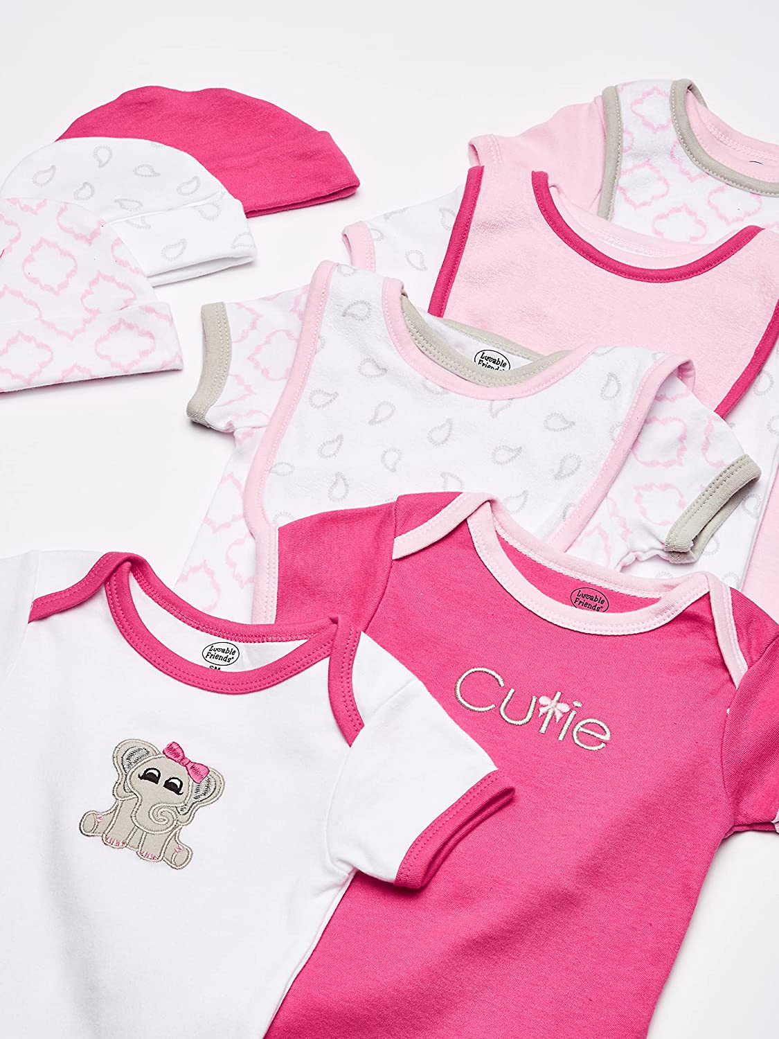 Luvable Friends Baby Girl Layette Gift Cube, Elephant, 0-6 Months