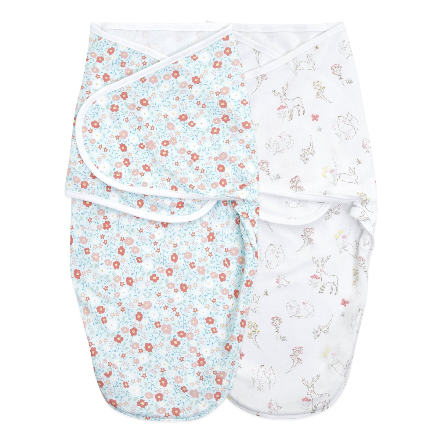 Aden + Anais™ Essentials Wrap Swaddles, Cotton, Fairy Tale Flowers, Girls, Newborn, 0-3 Mo, 2-Pack