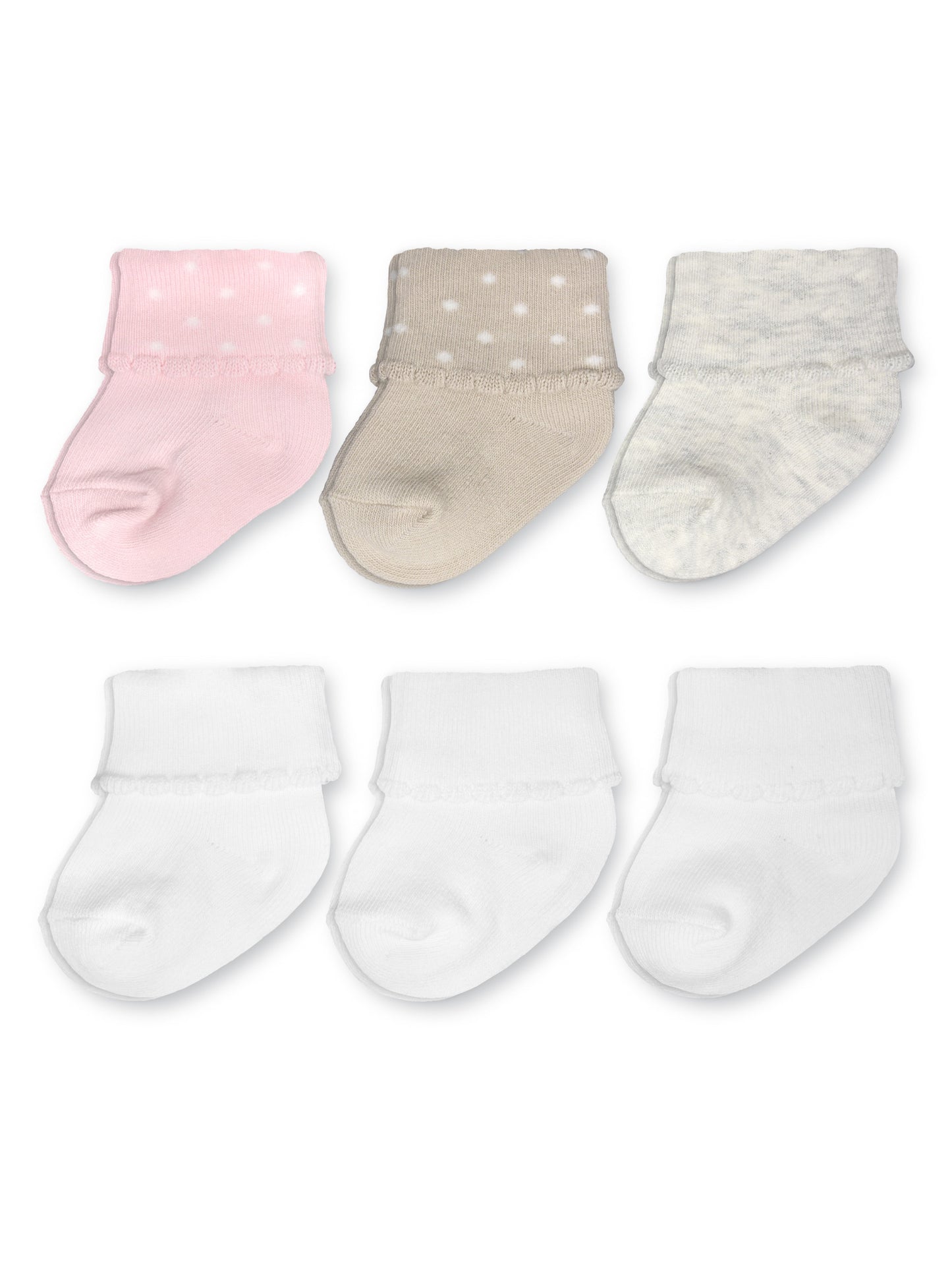 Carter's Child of Mine, Newborn Girl Folded Cuff Socks, 6 Pack, 0-6M