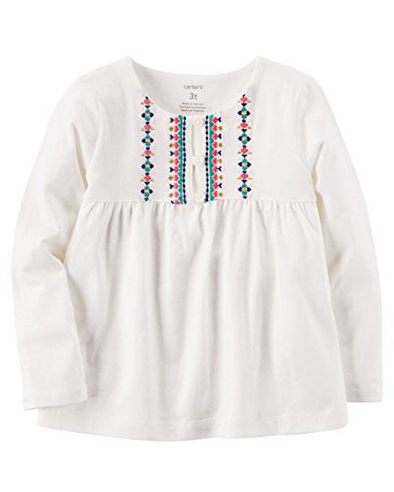 Carter's Girl's White Embroidered Baby Doll Top (3 Months)