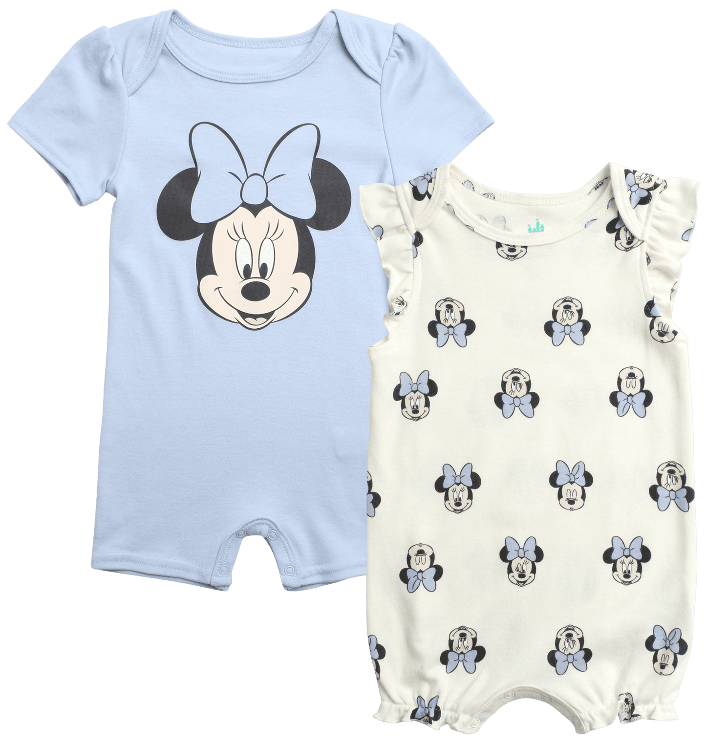 Disney Baby Girls Romper - 2 Pack Minnie Mouse Pooh Little Mermaid Short Sleeve Bodysuit (Newborn/Infant)