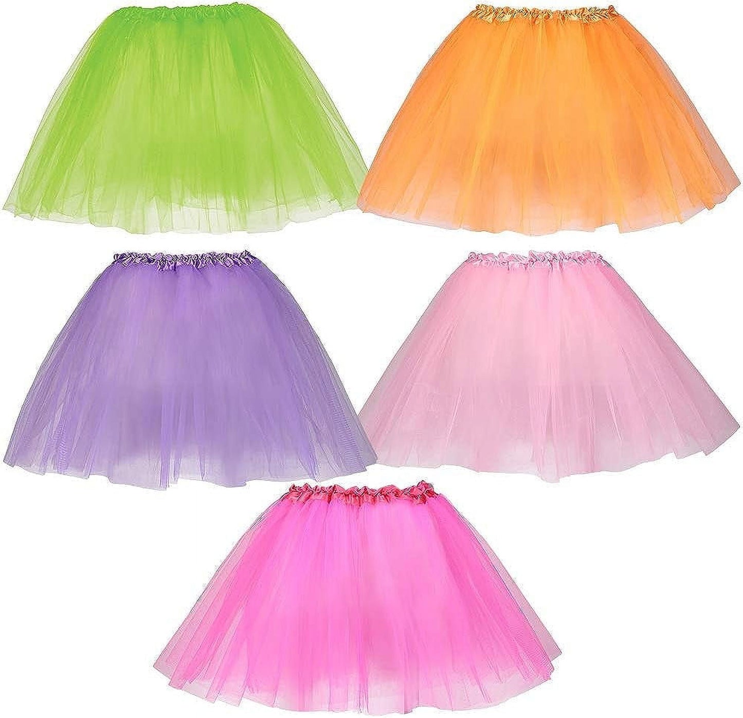 Dress Up America 15” Tutu Skirt Tulle Dress Ballerina Costume for Girls, 5-Pack