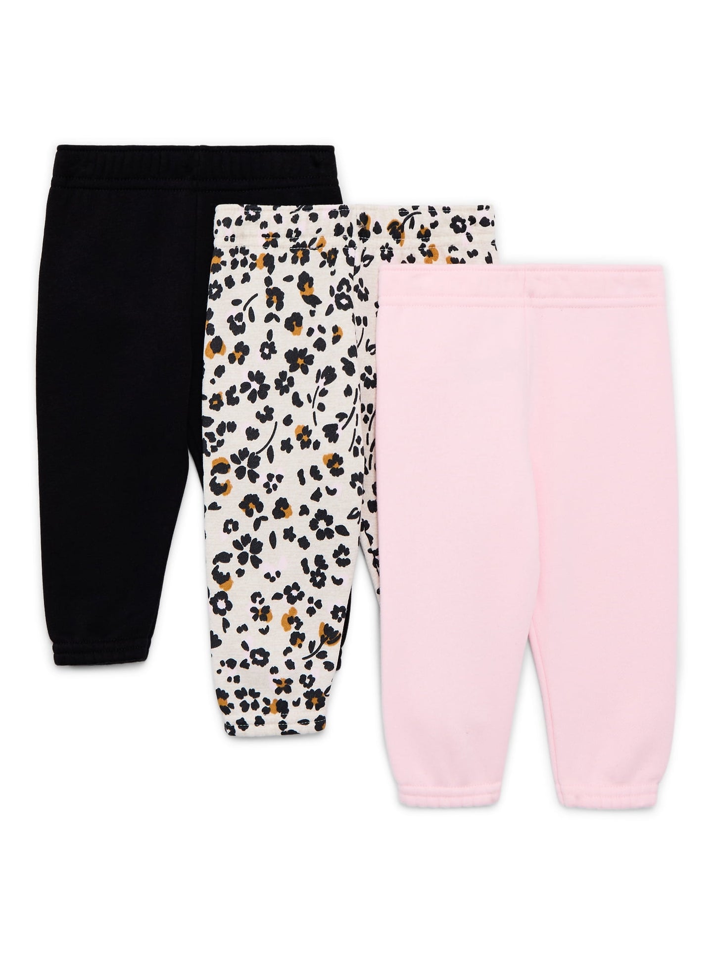Garanimals Baby Girl 3-Pack Fleece Joggers Multipack, Sizes 6-24 Months