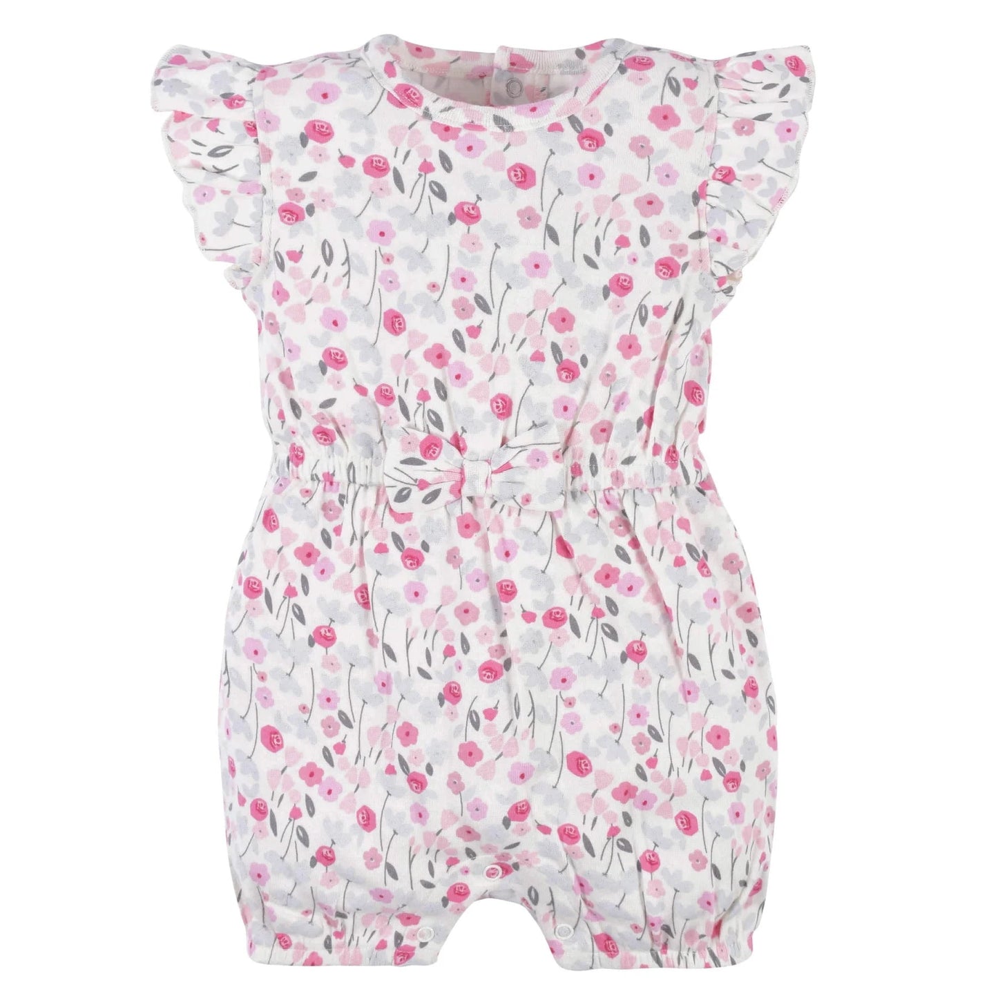 Gerber Onsies Newborn Baby Girls Floral Romper, Pink Flowers